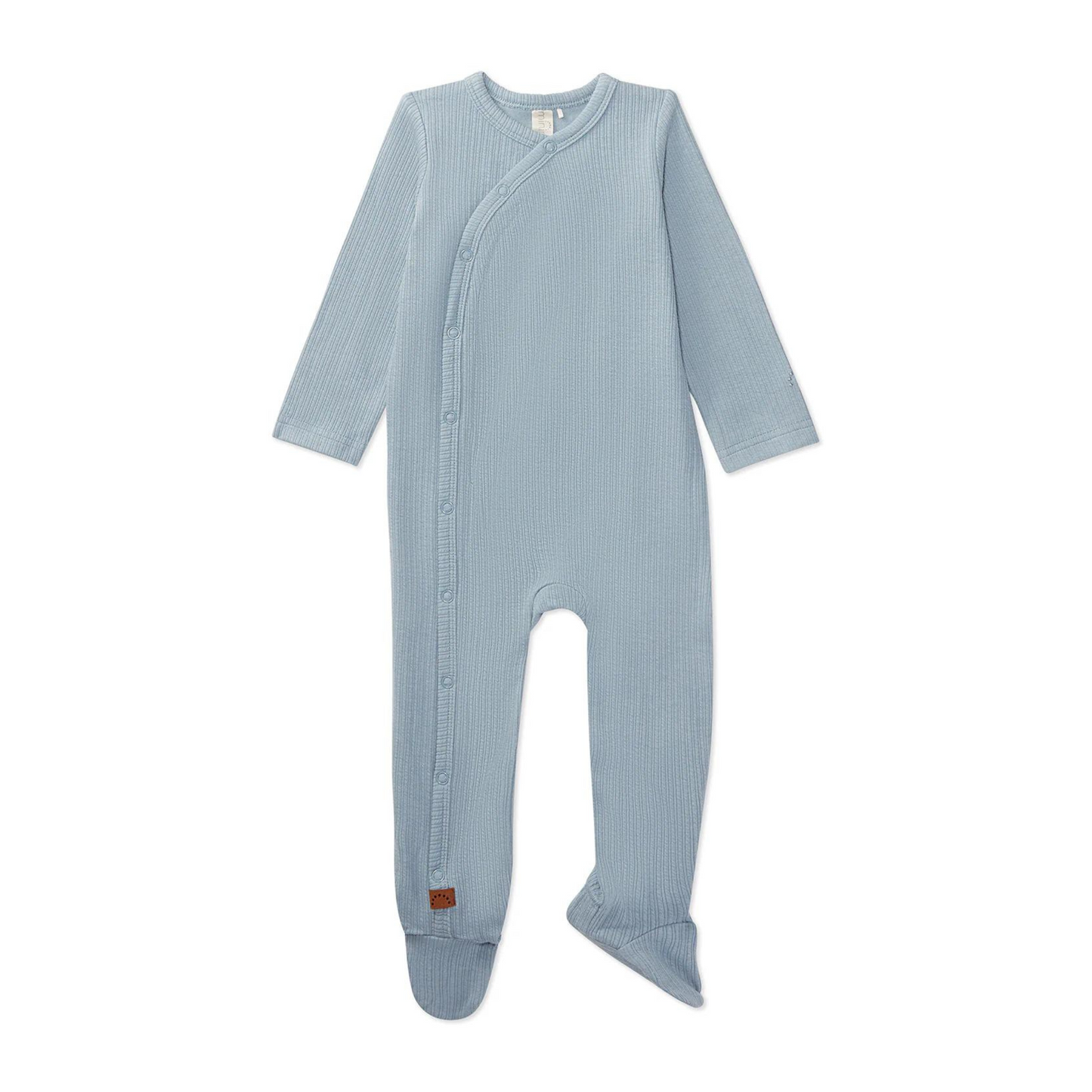 MiniMoi Ribbed Solid Cotton Side Snap Footie
