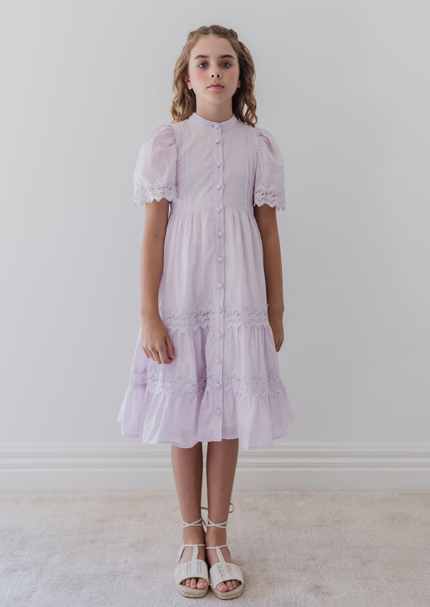 Petite Amalie Lilac Lace Shirt Dress