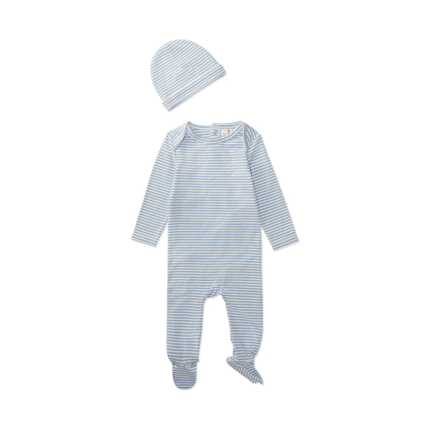 MiniMoi Striped Shoulder Flap Footie Set