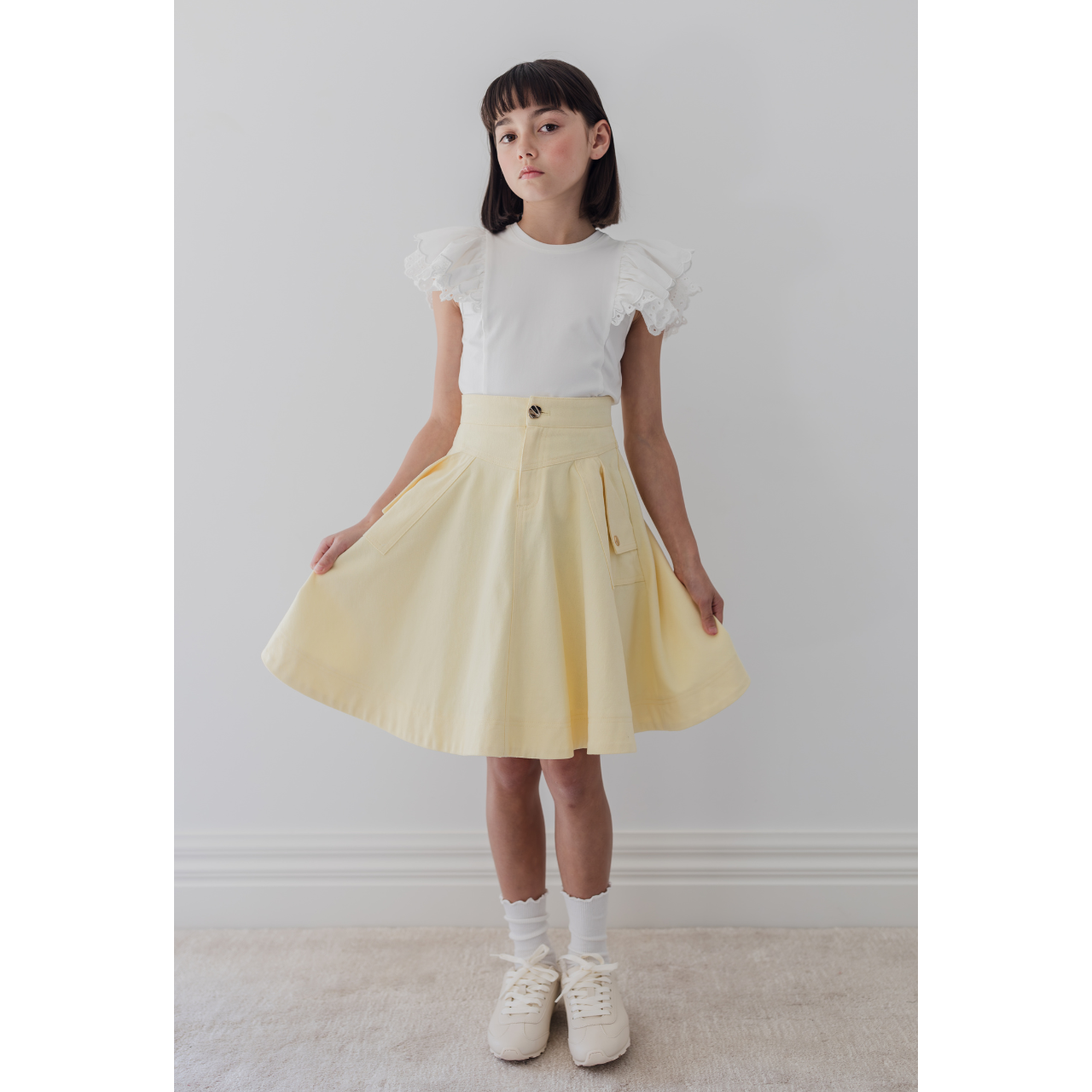 Steph The Label Lemon Wash Denim Fold back Pocket Denim Skirt