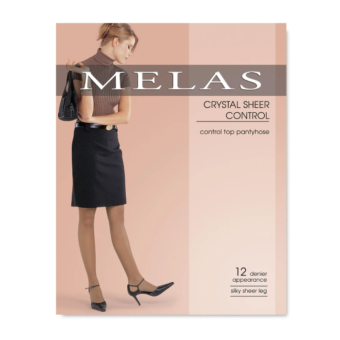 Melas Womens 12 Denier Soft Sheen Crystal Sheer Control Top Pantyhose