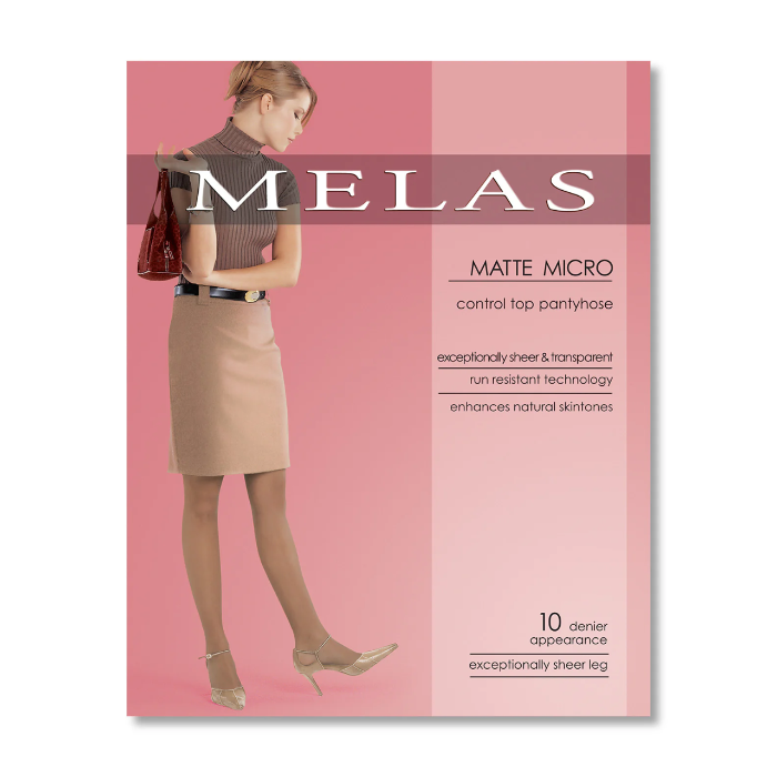 Melas Womens Matte Micro Control Top Pantyhose 10 Denier