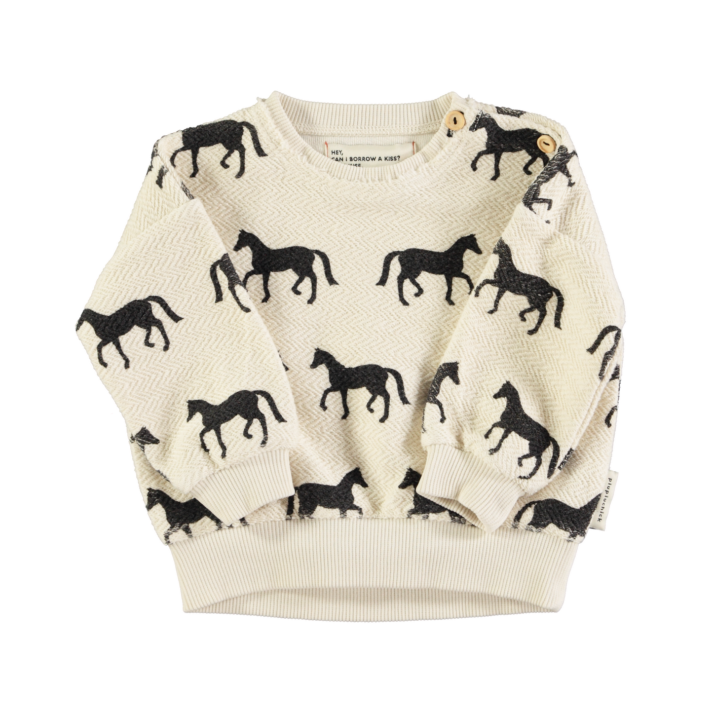 Piupiuchick Infant Black Horses Sweatshirt