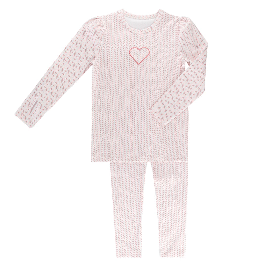 Little Label Pink Heart Herringbone Pajama