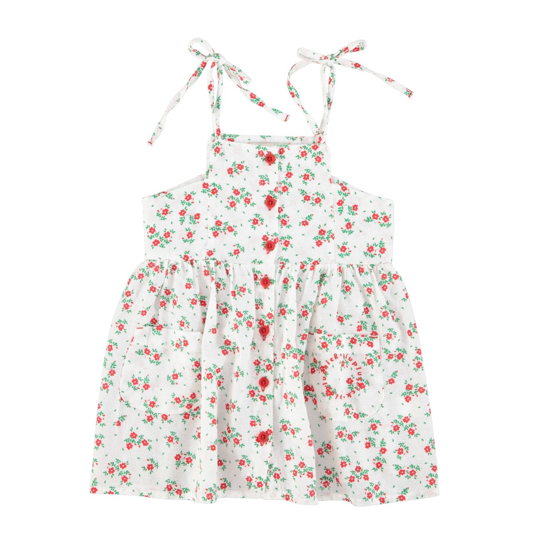 Piupiuchick Ecru /Red Flowers Short Dress