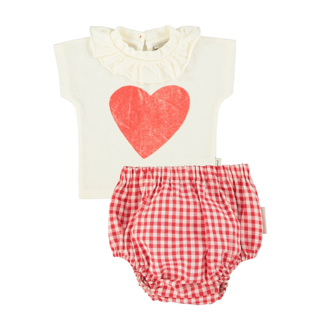 Piupiuchick Ecru / Red Heart Bloomer Set
