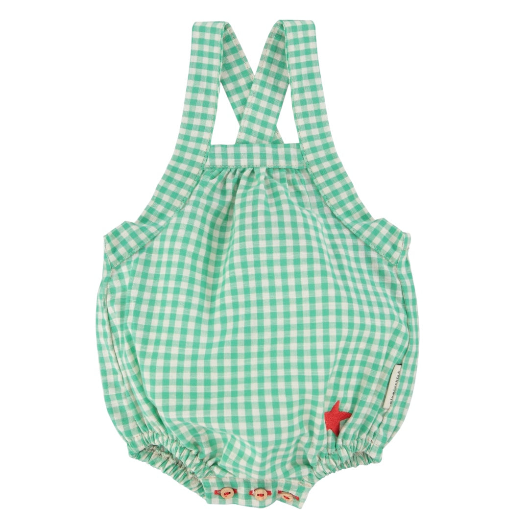 Piupiuchick Green & Ecru Checkered Romper