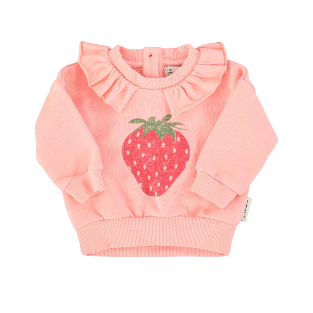 Piupiuchick Lt Pink /Strawberry Infant Collar Sweatshirt