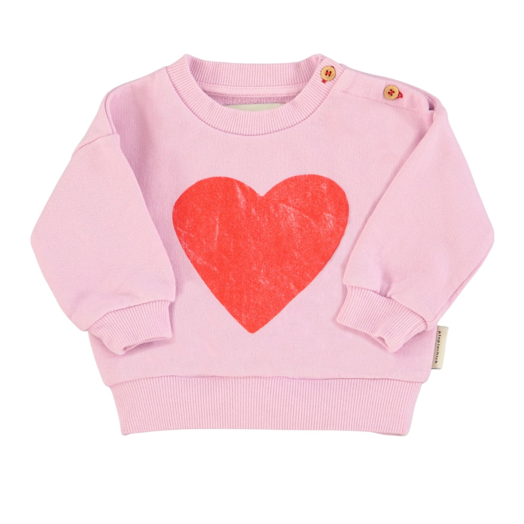 Piupiuchick Lilac / Red Heart Infant Long Sleeve Sweatshirt