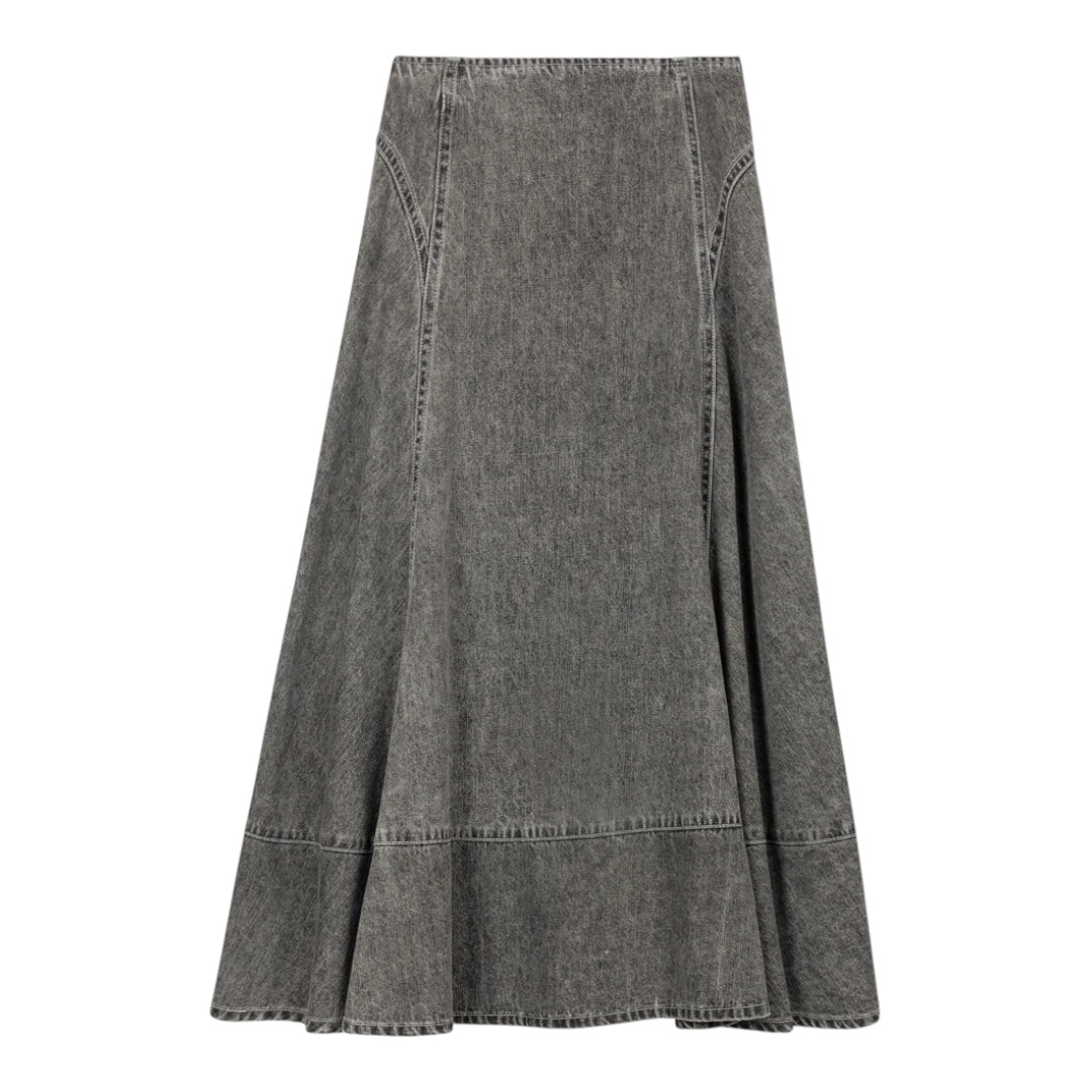Vibe Black Denim Denim Stitch Maxi Skirt