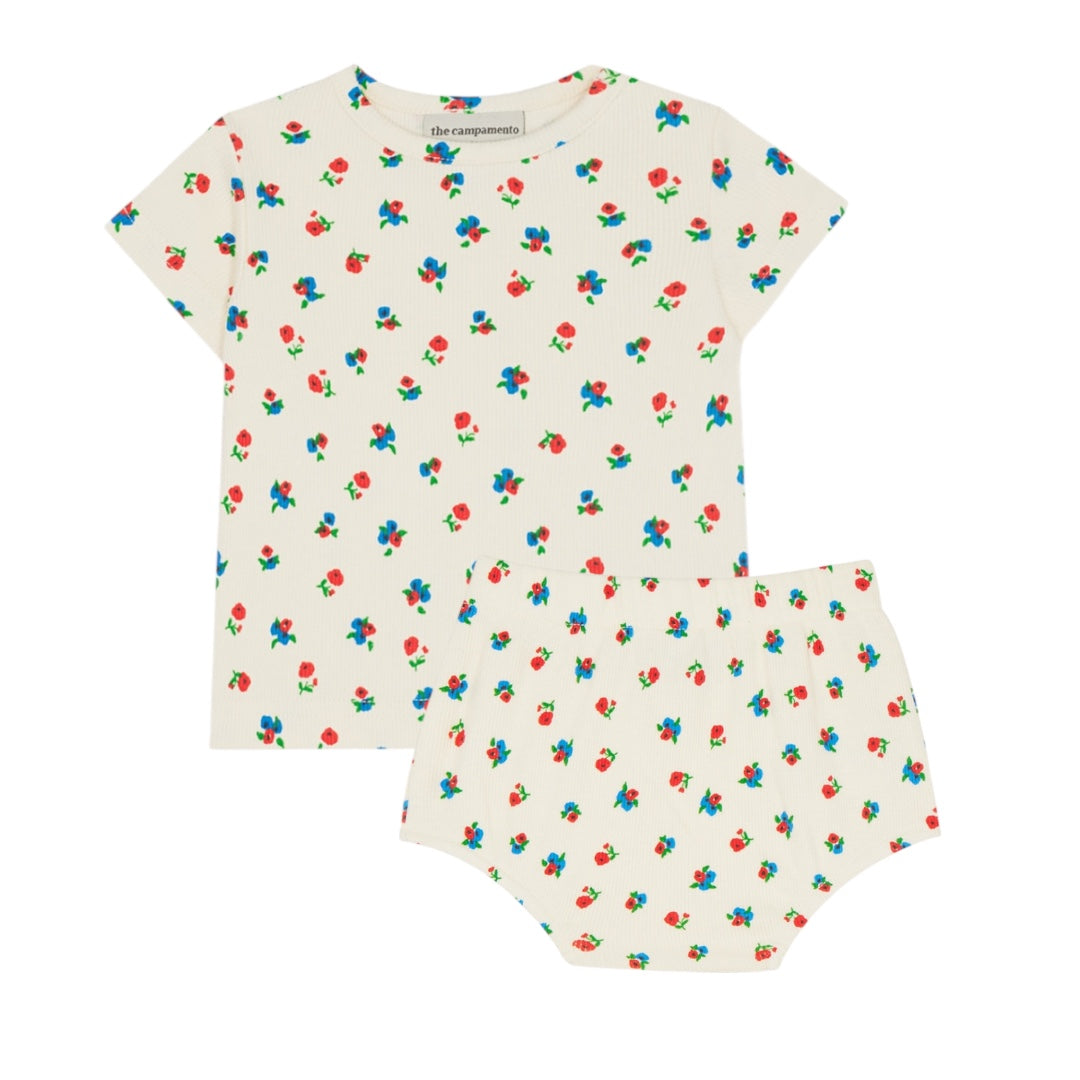 The Campamento Ecru Small Flowers Allover Bloomer Set