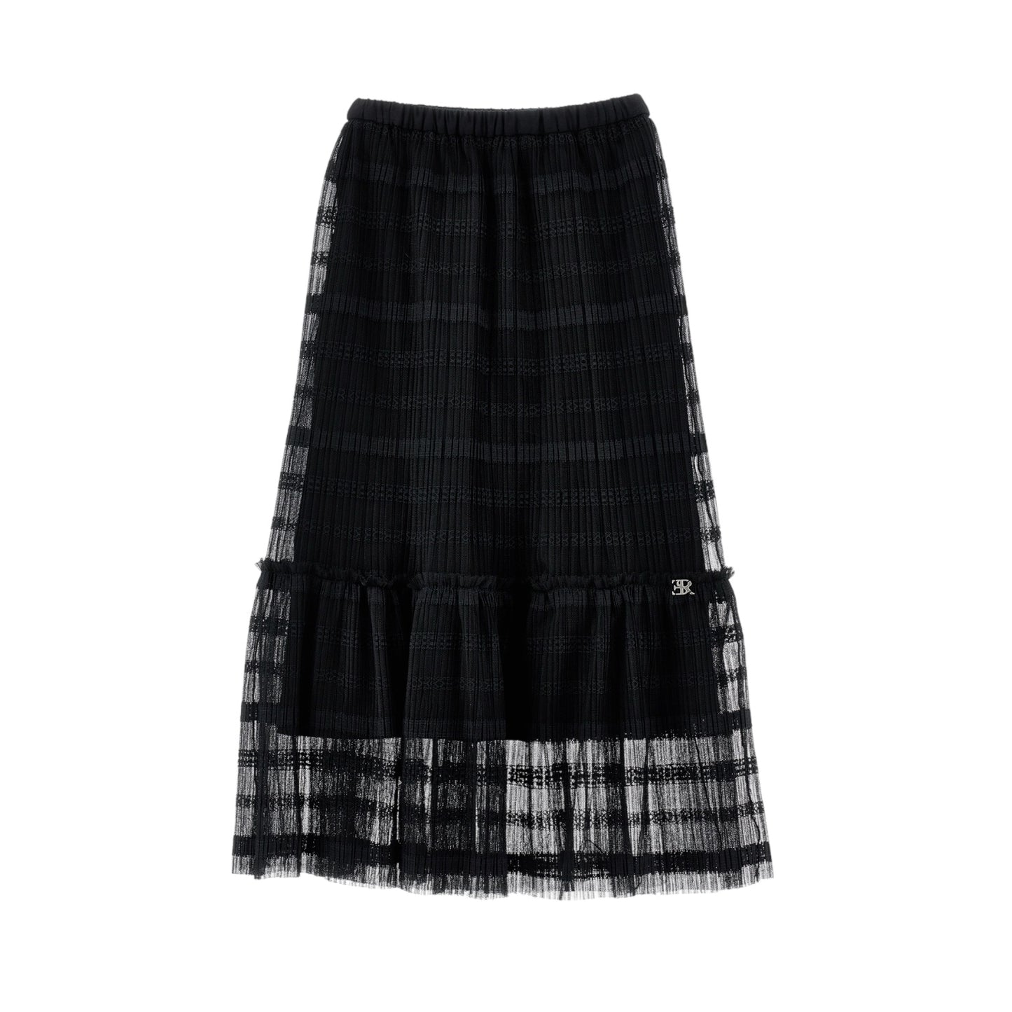 Ermanno Scervino Black Tulle Pleated Knee Length Skirt
