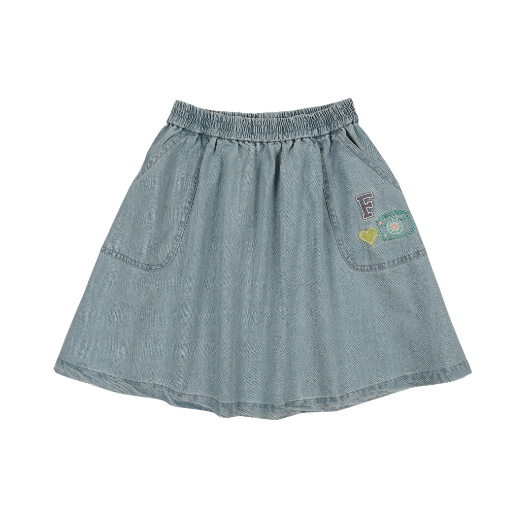 Froo Denim Patch Skirt Short