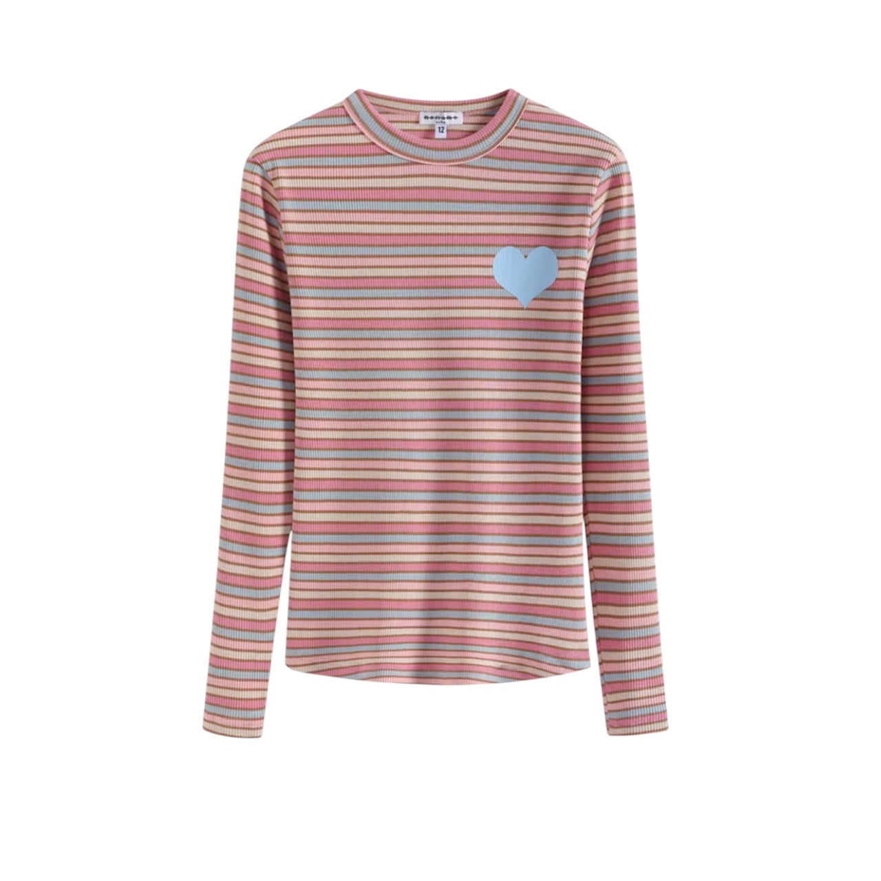 Noname Multicolor Heart Stripe Long Sleeve Top