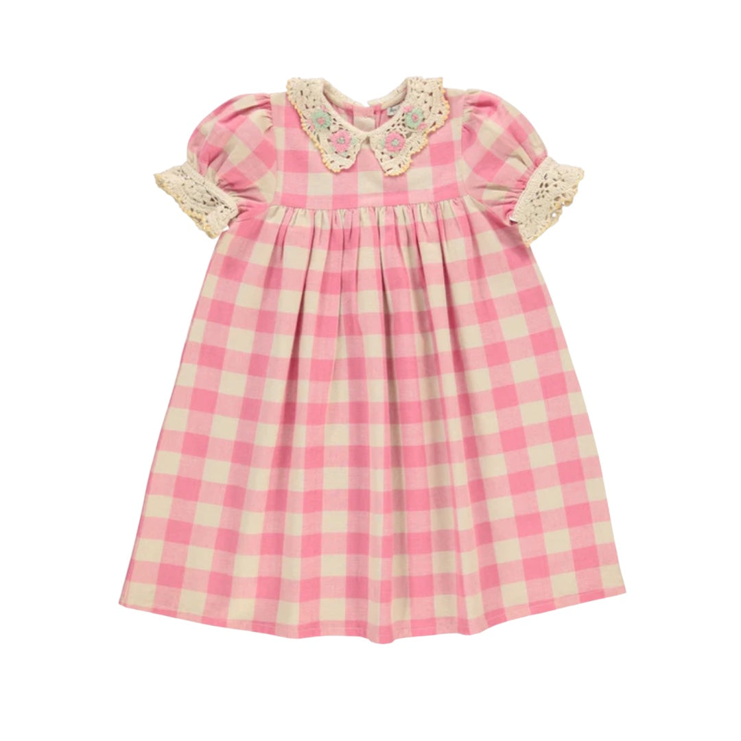 Bebe Organic Bombom Check Anais 3/4 Sleeve Dress