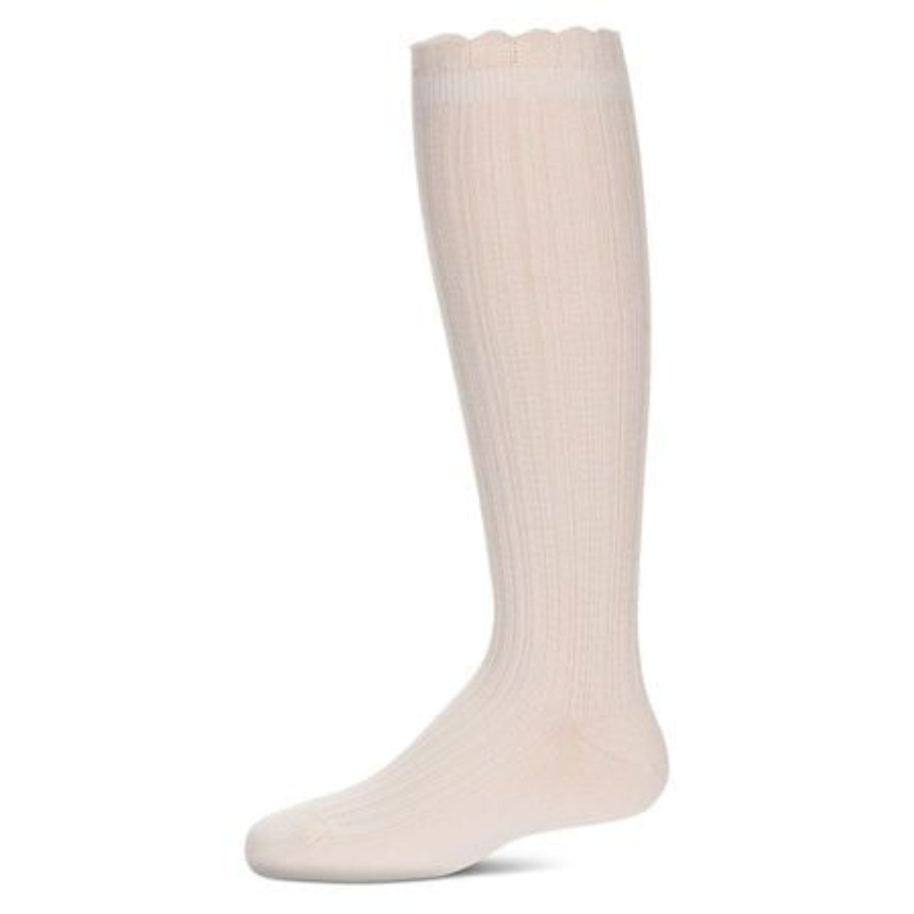 Memoi Girls Crochet Ruffle Design Knee High Socks