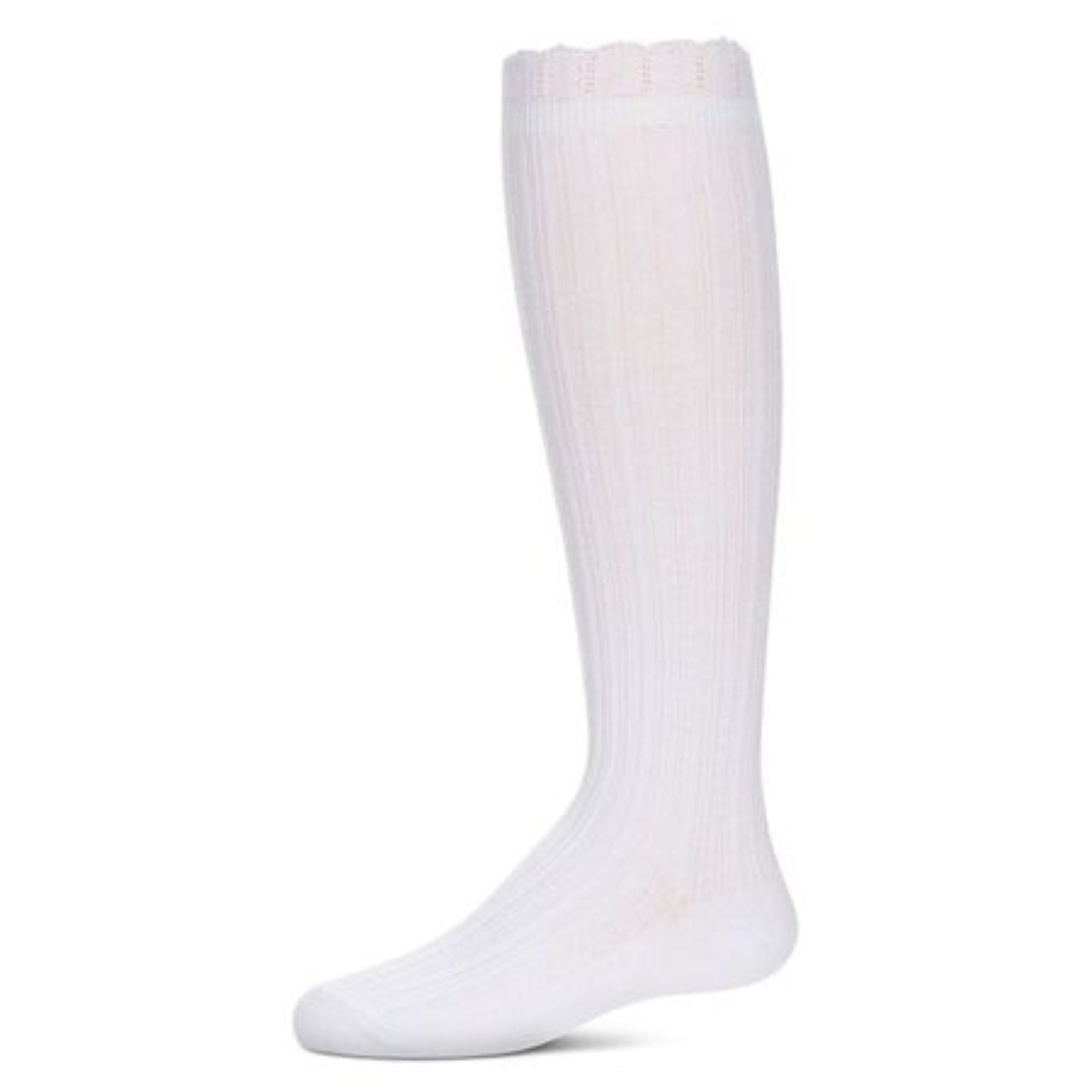 Memoi Girls Crochet Ruffle Design Knee High Socks