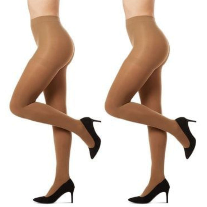 Memoi Womens 2 Pair Pack Perfectly Opaque Control Top Microfiber Tights
