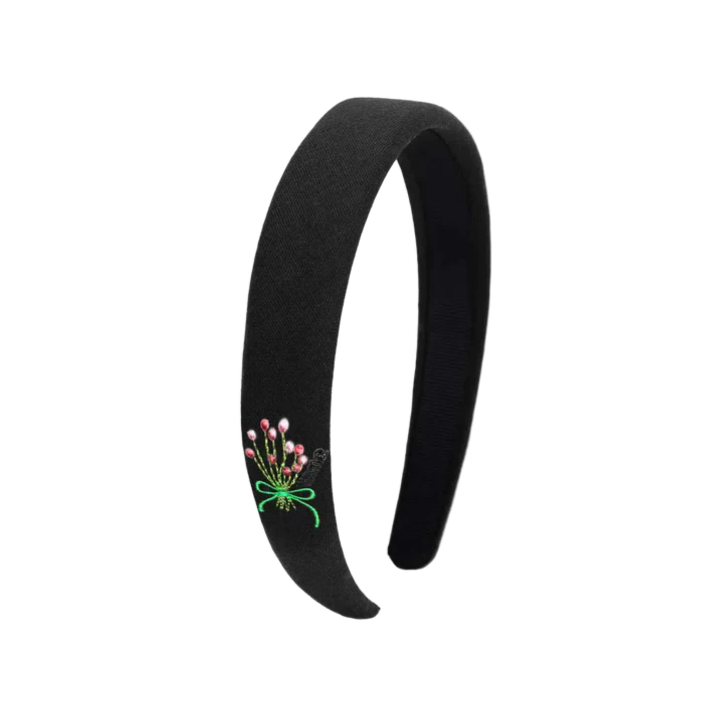 Tis Me Black Bouquet Embroidery Knit Collection Hard Headband