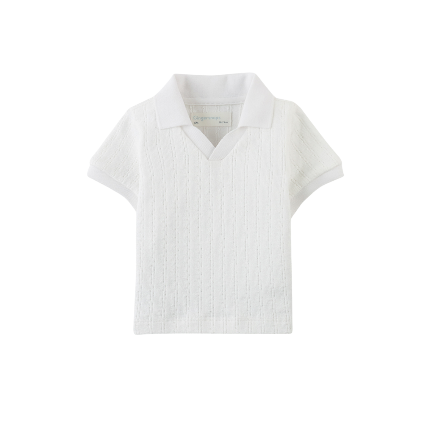 Gingersnaps White Baby Ludwig Cable Jersey Polo Shirt