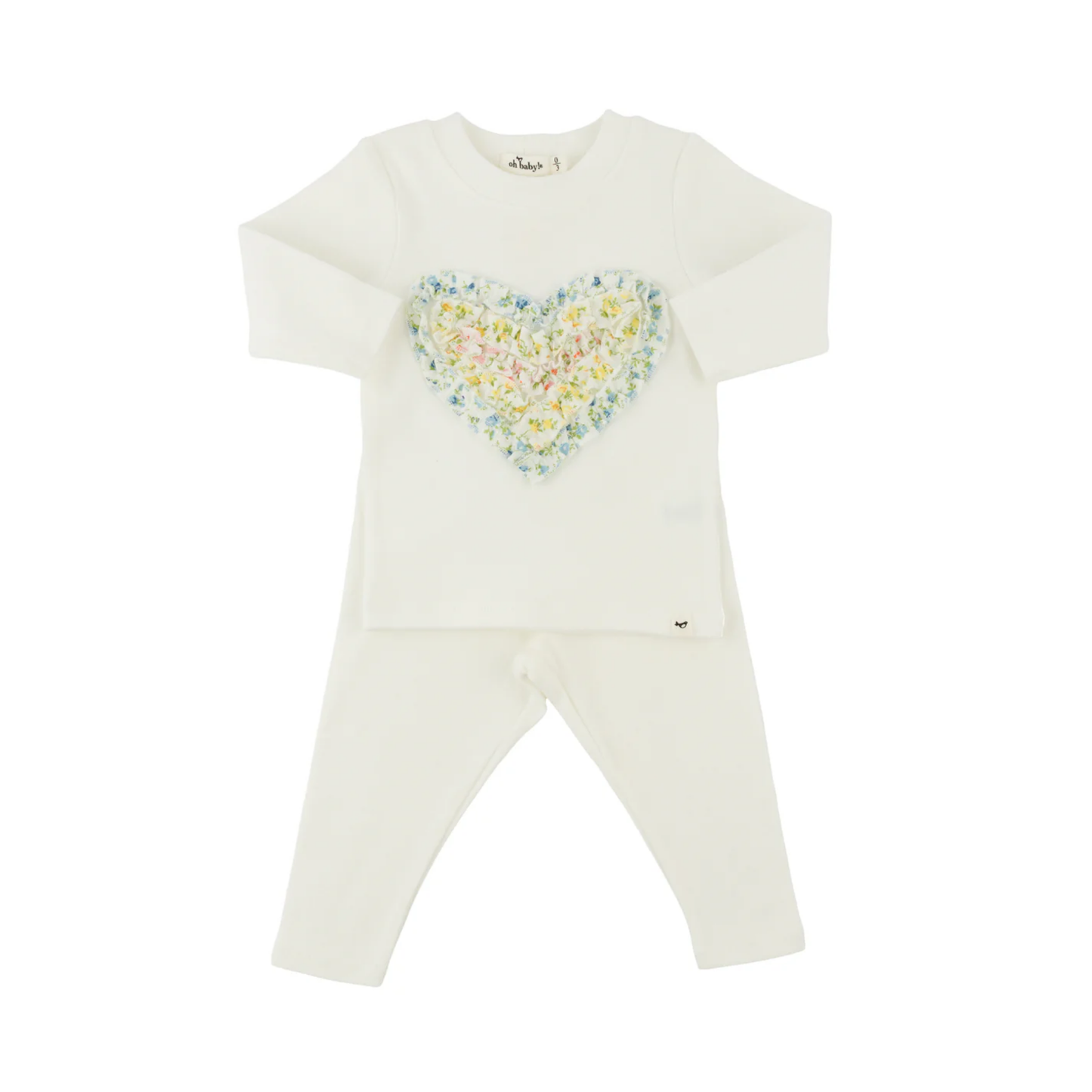 Oh Baby! Cream Poppy Sprig Ruffle Heart Set