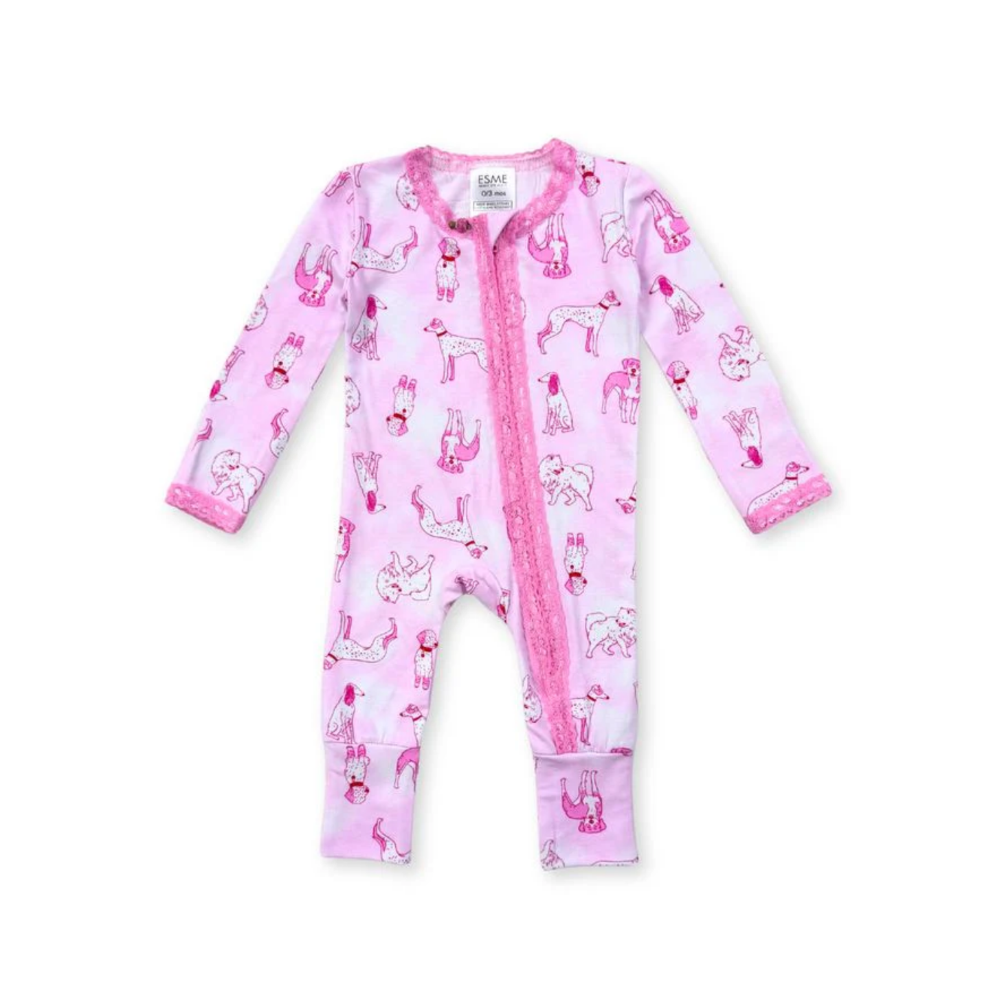 Esme Pink Paw Club Lace Flip Footie