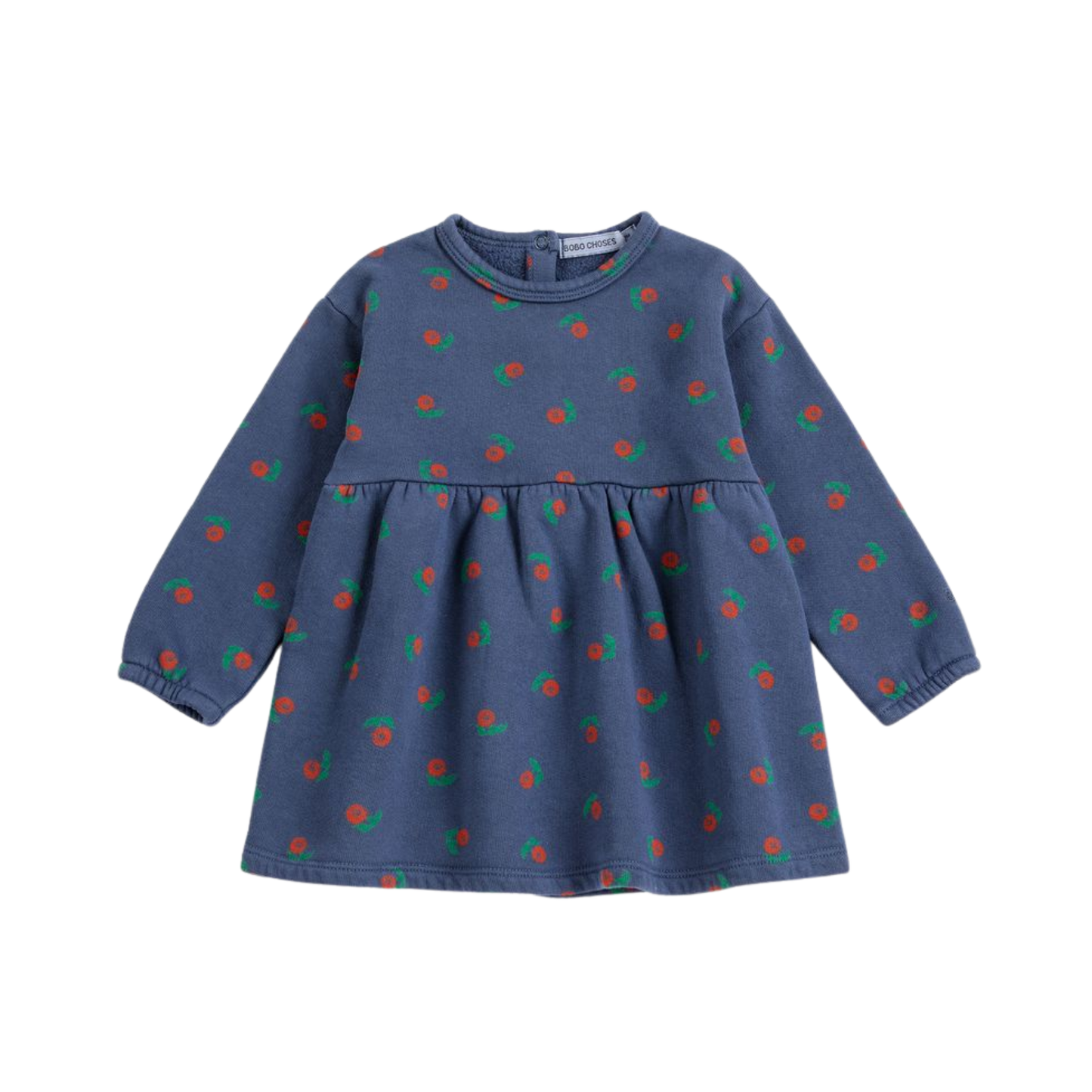 Bobo Choses Navy Blue Stamp Bloom Long Sleeve Dress