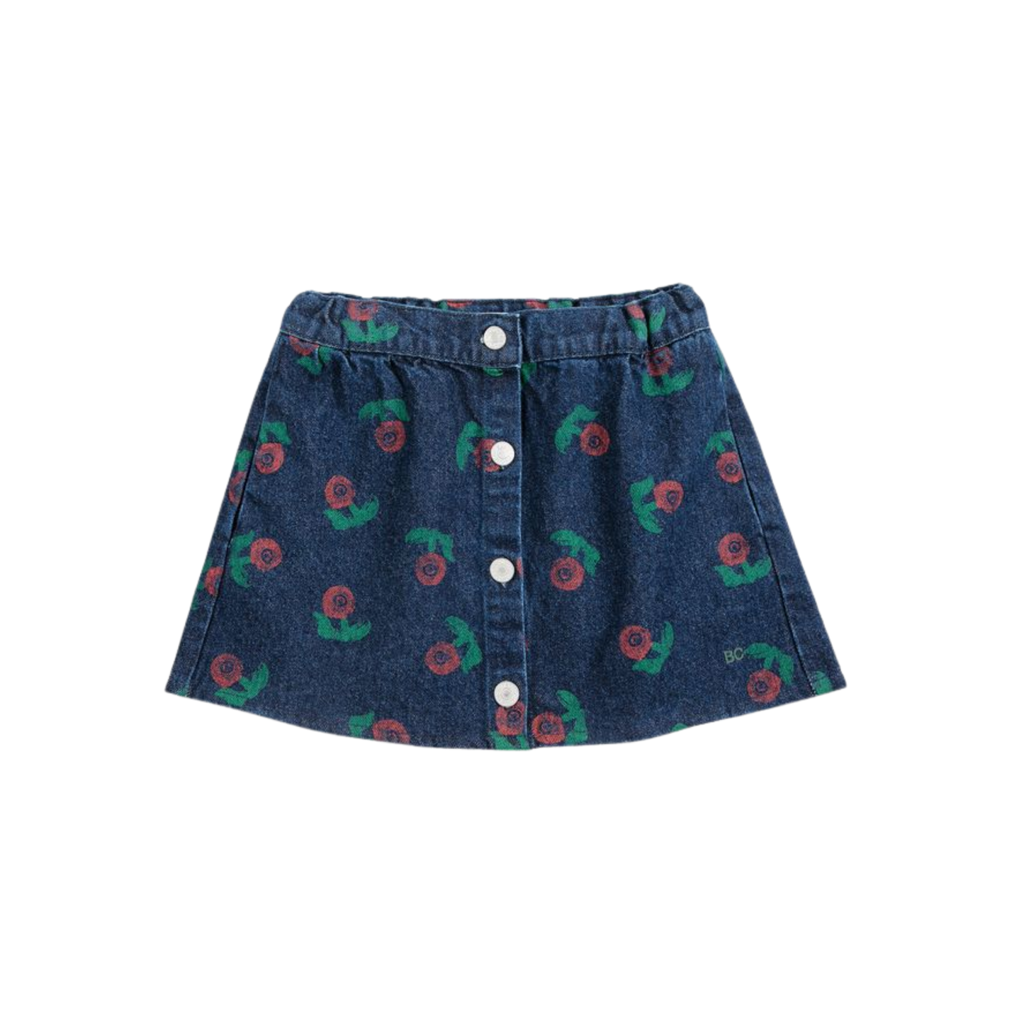 Bobo Choses Navy Blue Stamp Bloom Button-Up Skirt
