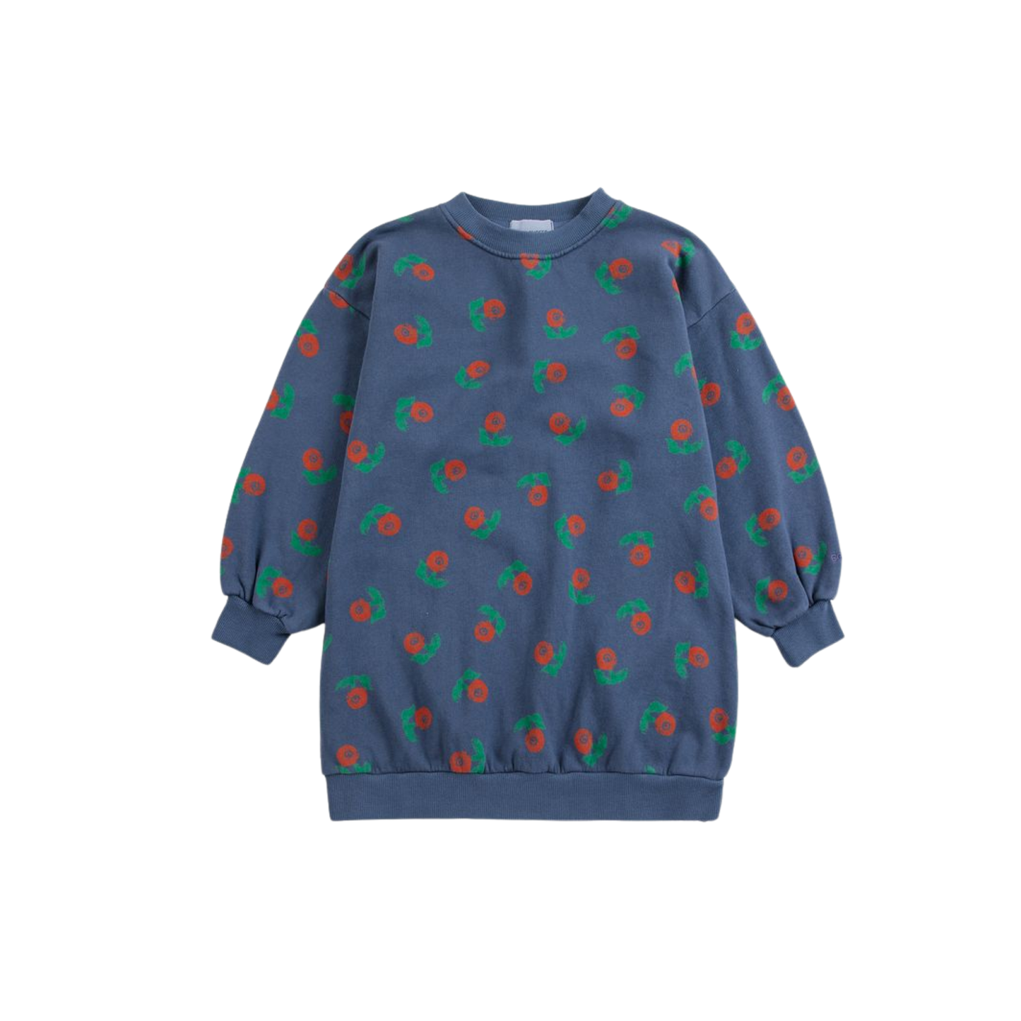 Bobo Choses Navy Blue Stamp Bloom Long Sleeve Sweatshirt Dress