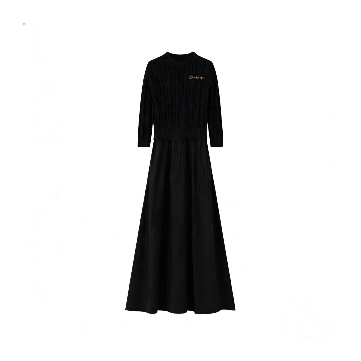 Coco Blanc Black Cable Long Sleeve Robe