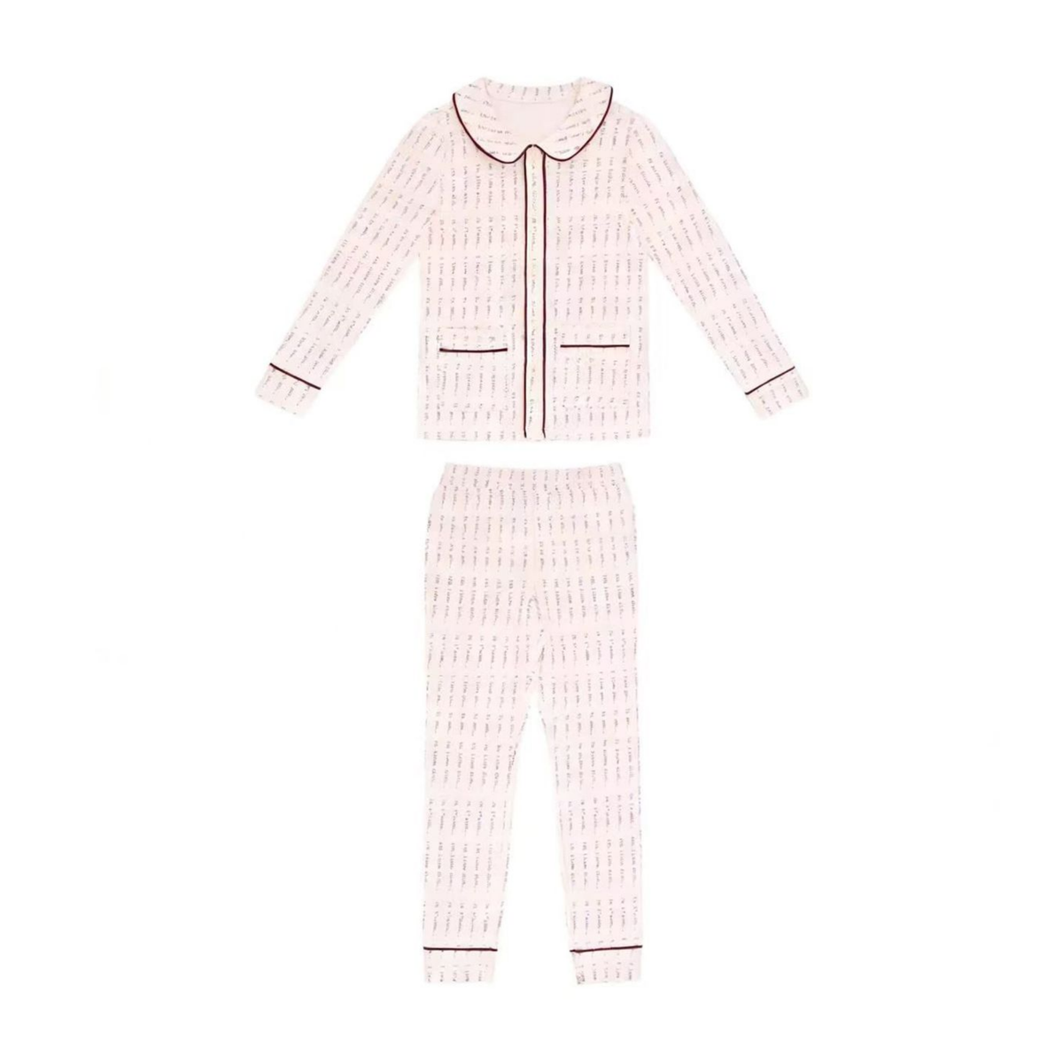 Coco Blanc Burgundy Printed Long Sleeve Pajama