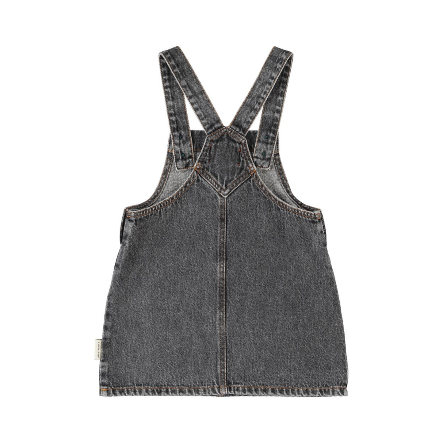 Piupiuchick Washed Black Apple Print Denim Dress