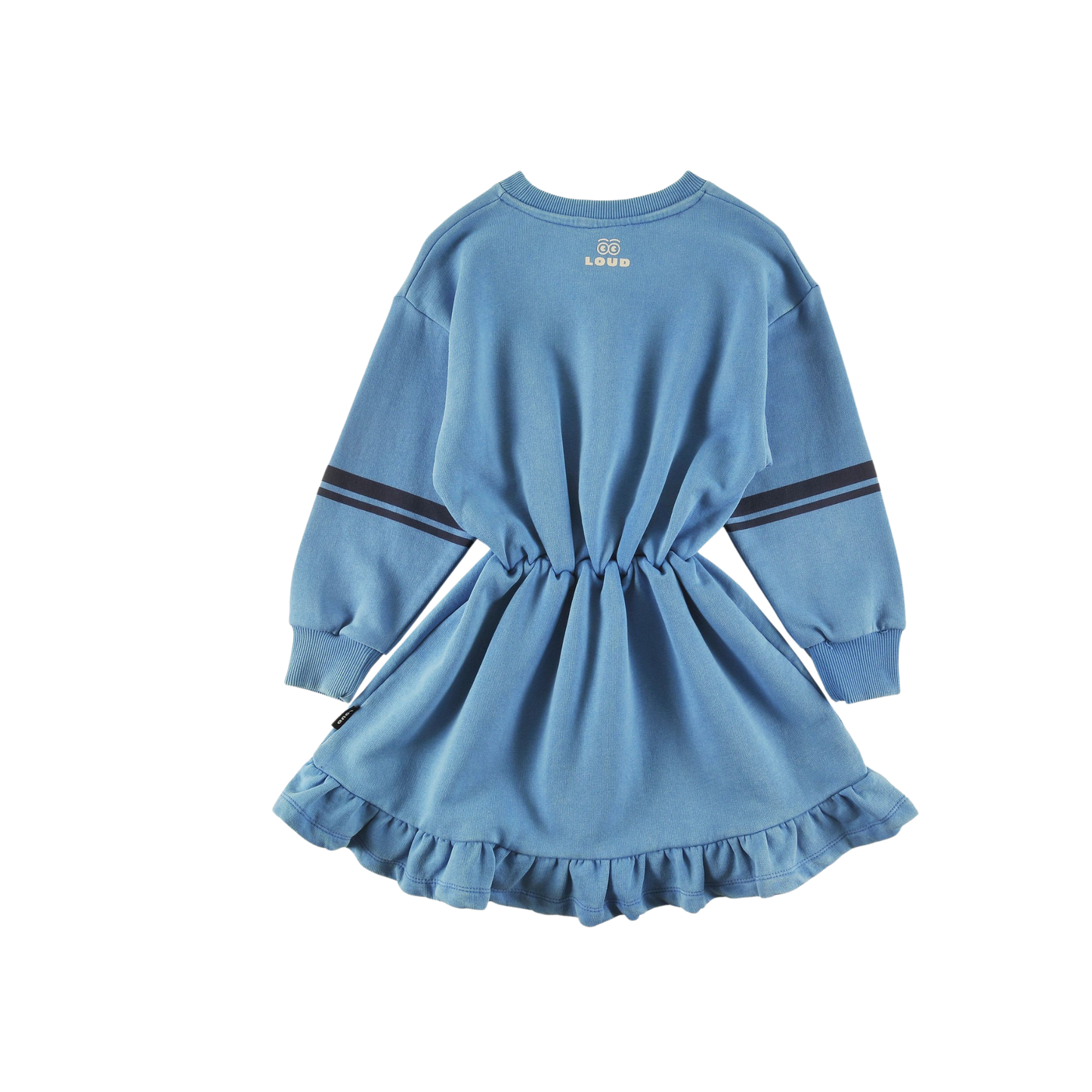 Loud Malibu Blue Apres Skate Print Long Sleeve Dress