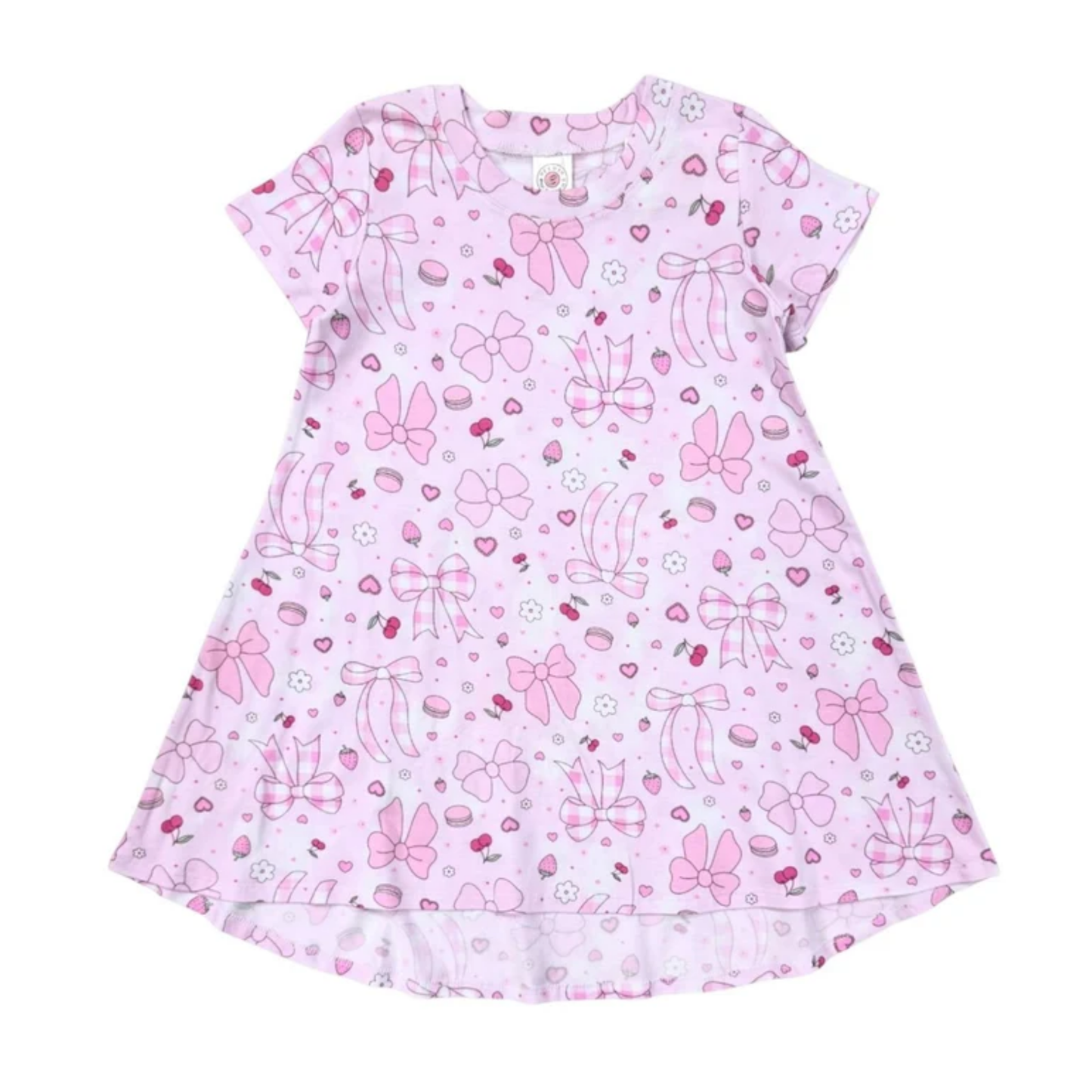 Esme Pink Summer Bows Short Sleeve Nightgown