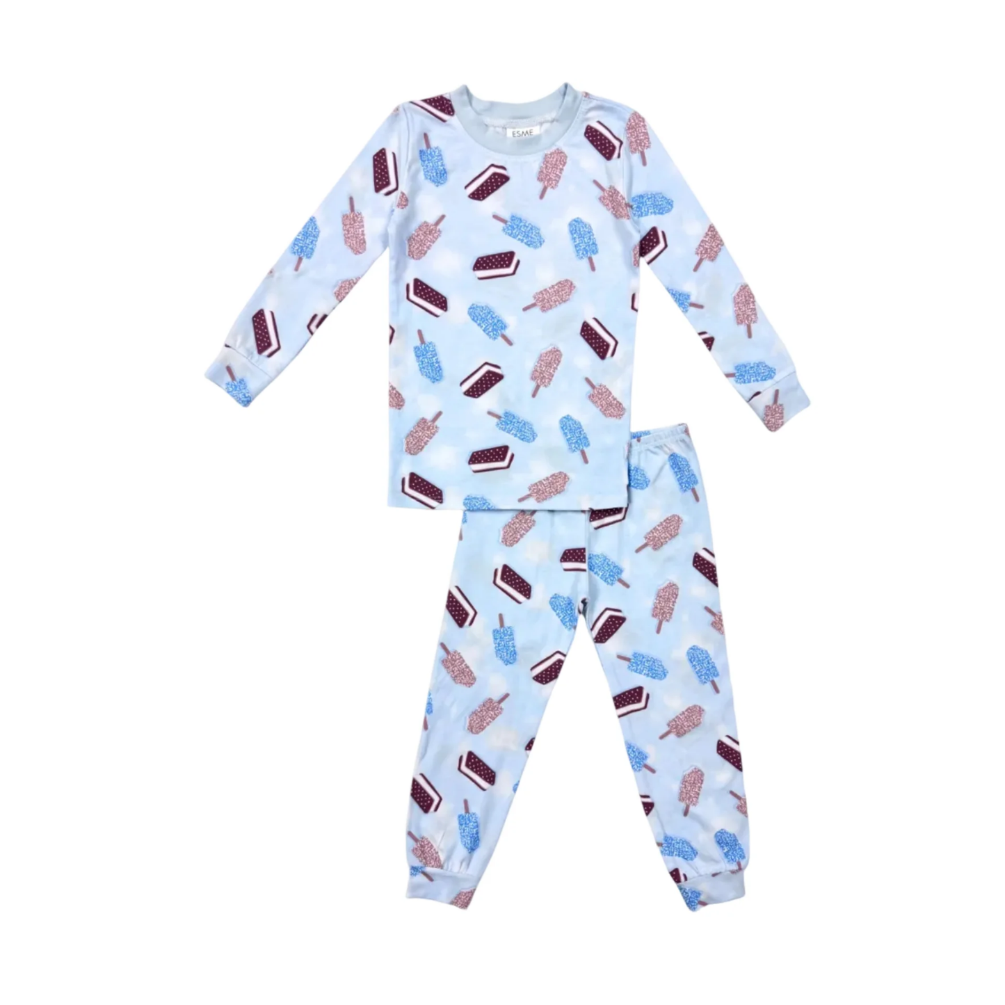 Esme Sky Blue Crunch Bar Long Sleeve Pajama