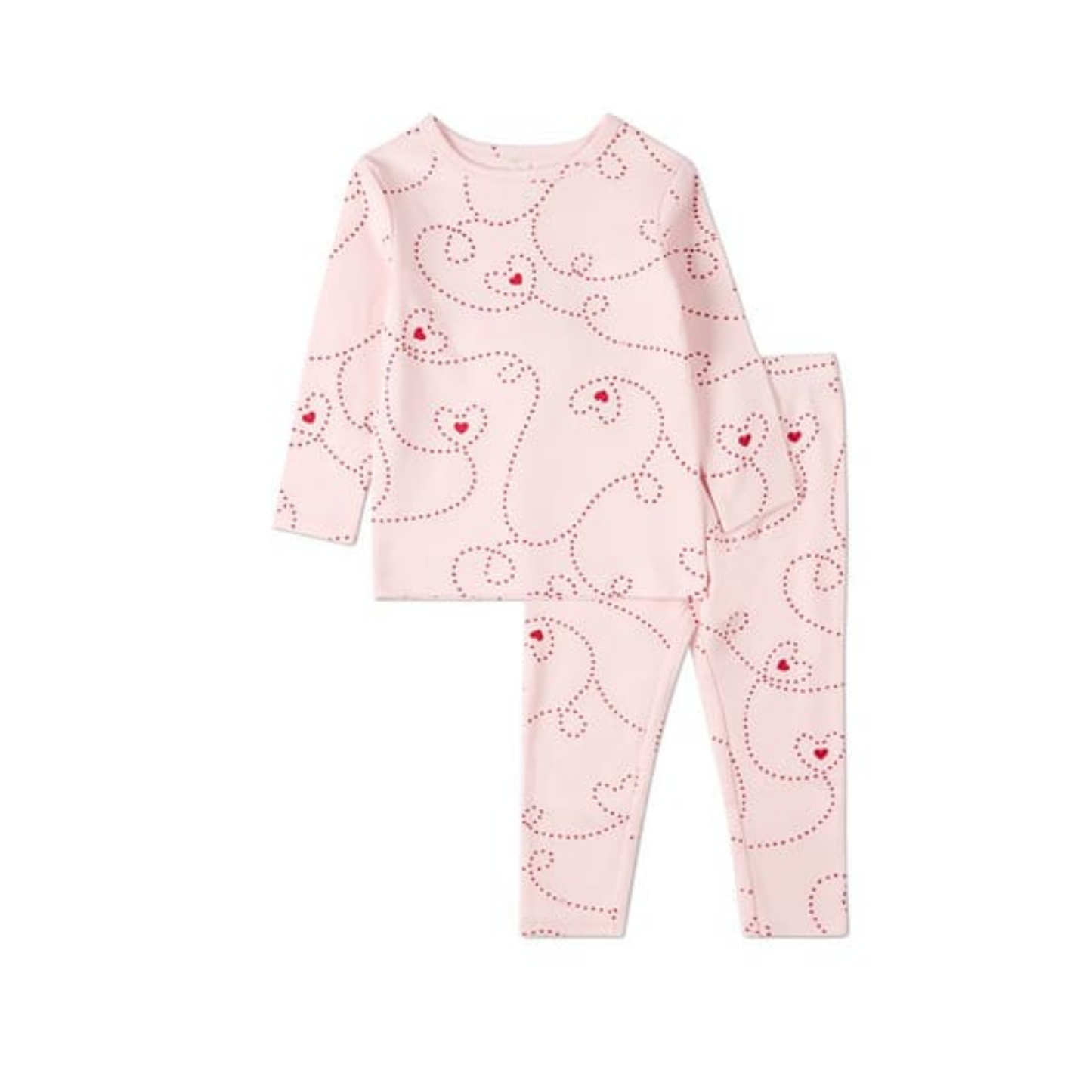 MiniMoi Barely Pink Entangled Hearts 2 Pc Pajama Set