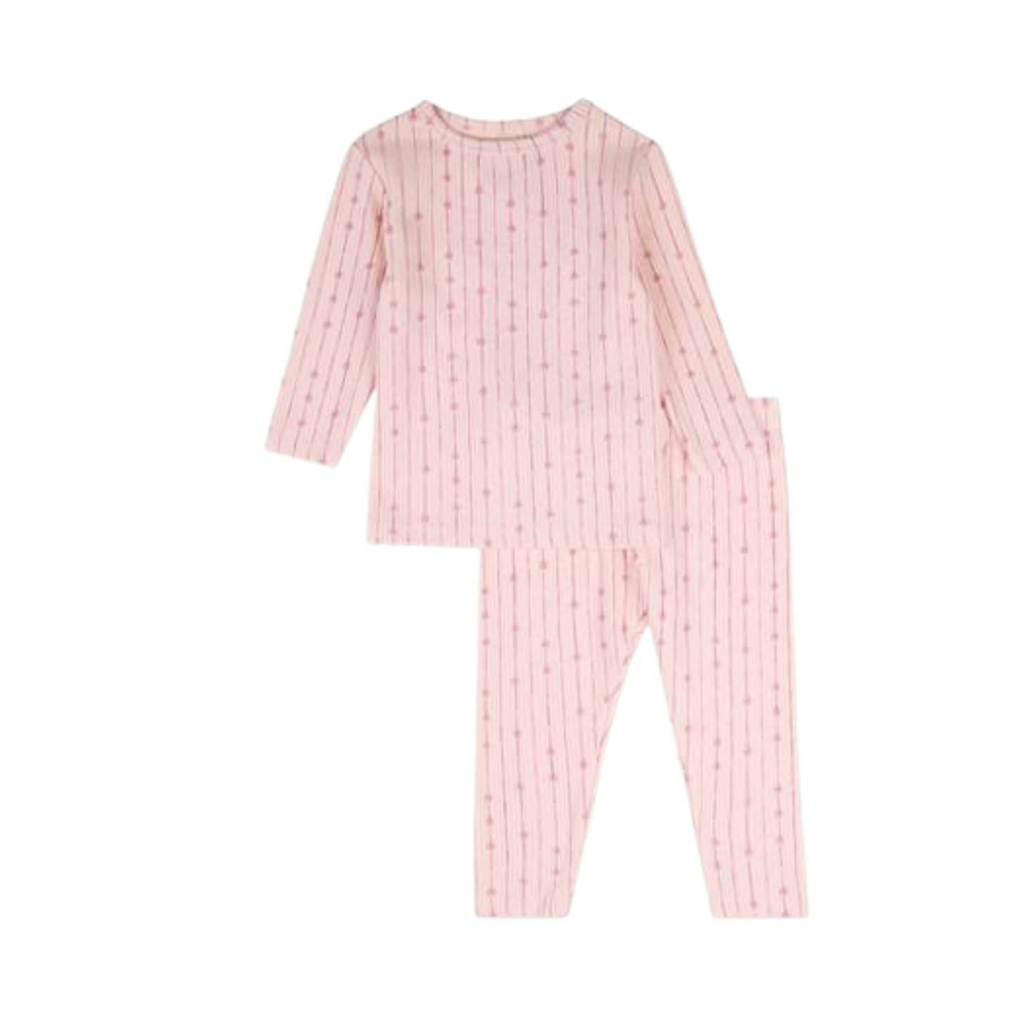 MiniMoi Barely Pink Star Light Star Bright Pointelle 2 Pc Pajama Set