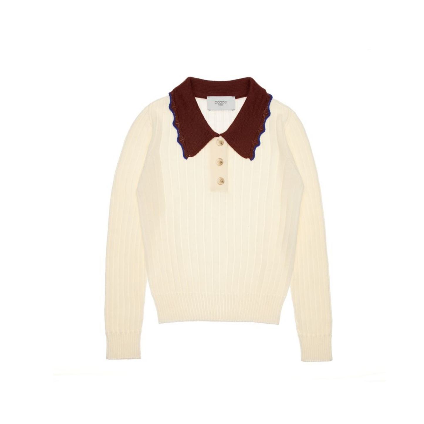 Paade Mode White Harriet Merino Wool Lace Polo Shirt