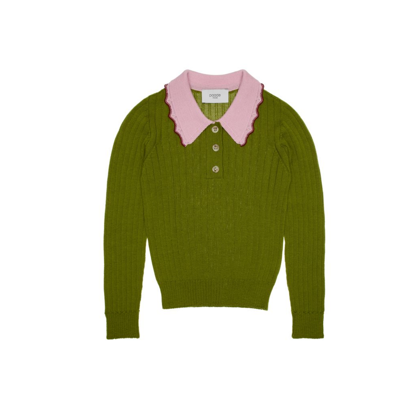 Paade Mode Green Harriet Merino Wool Lace Polo Shirt