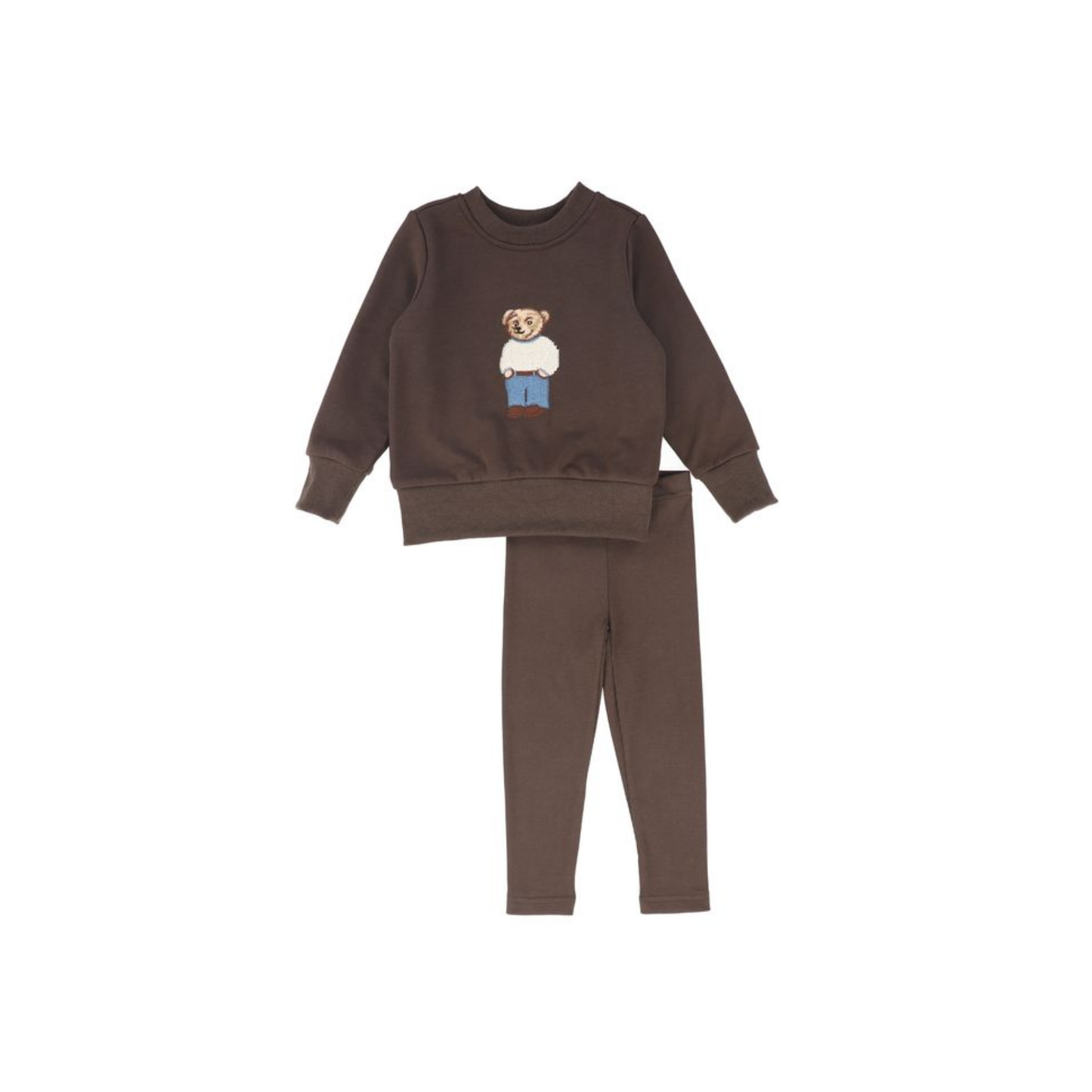 Bamboo Brown Boys Embroidered Doll Sweatshirt Set