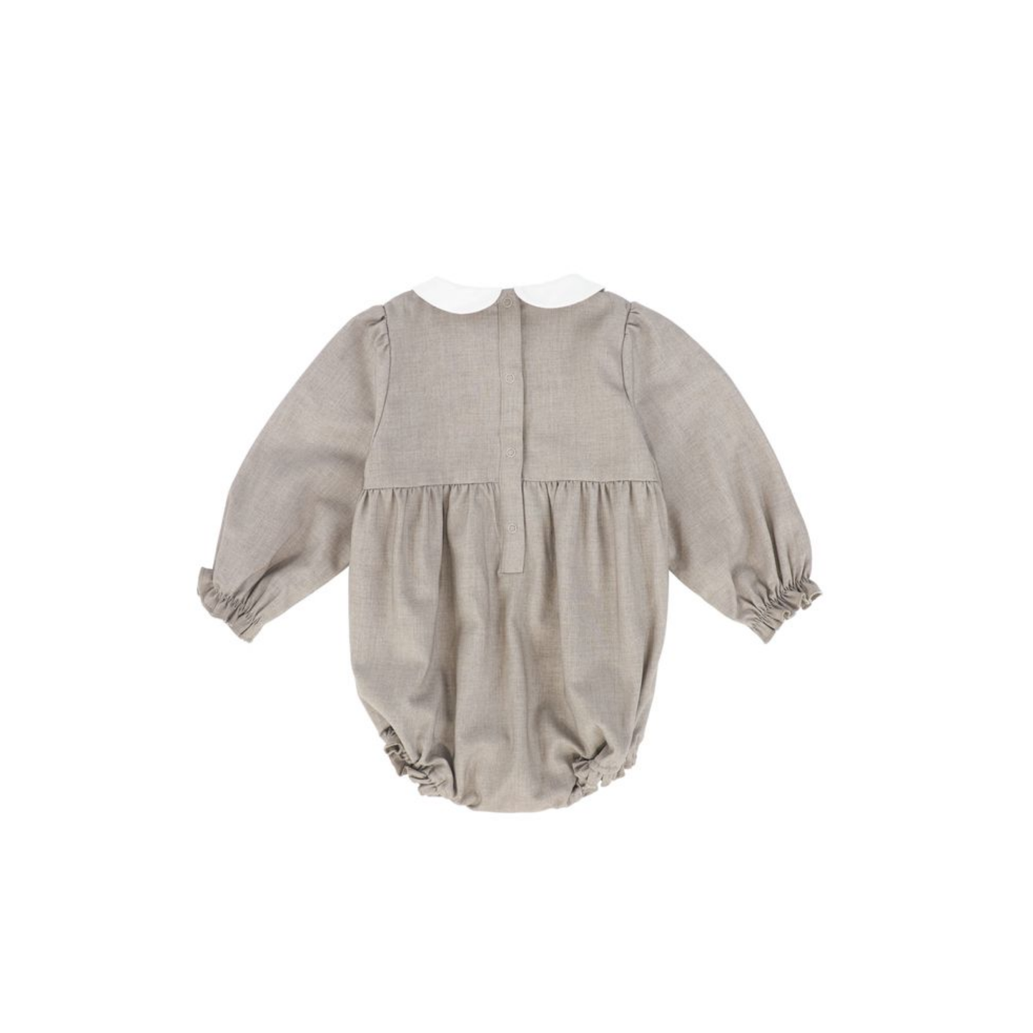 Bamboo Beige Wool Collar Pleat Front Romper
