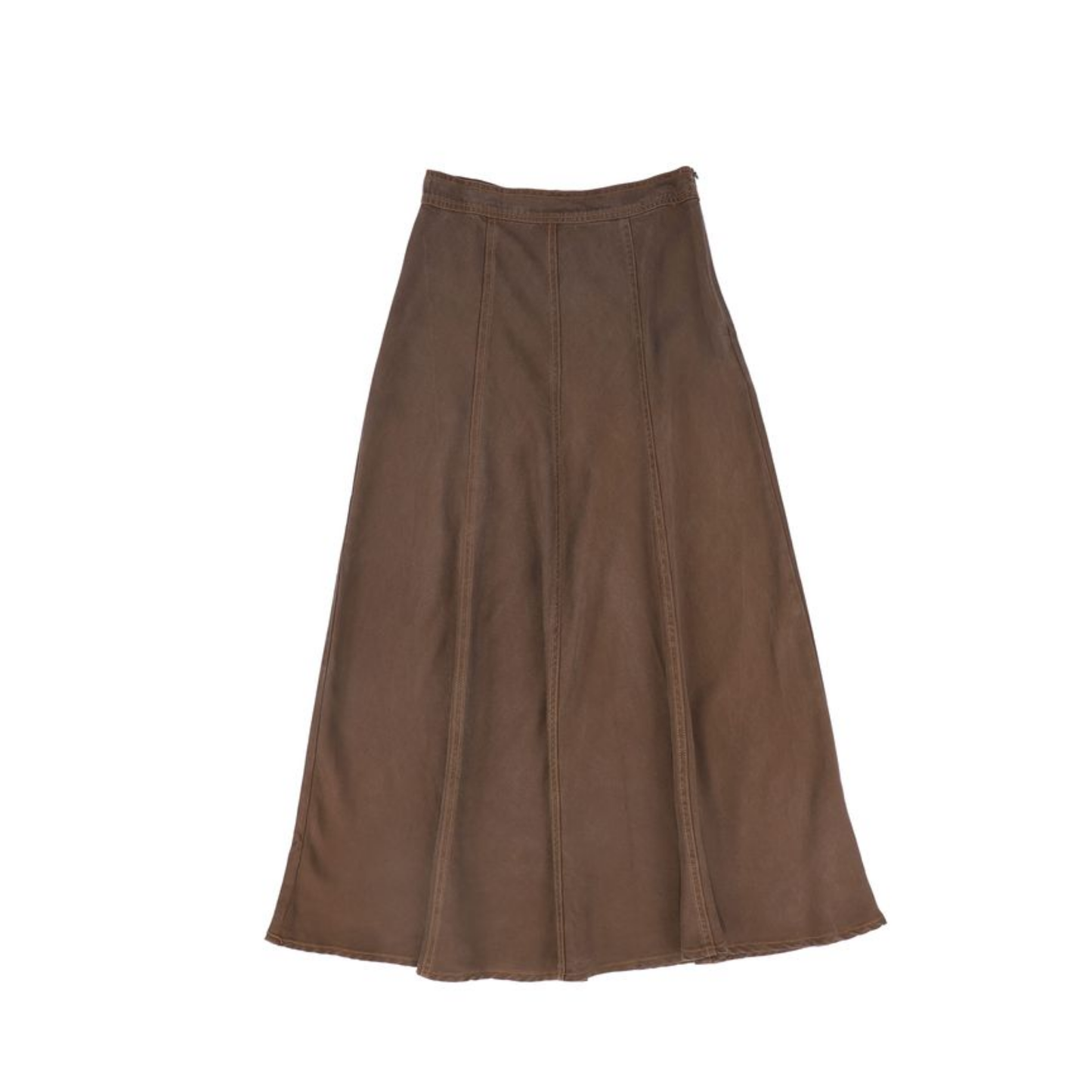 Valentina Brown Denim Contrast Seam Skirt