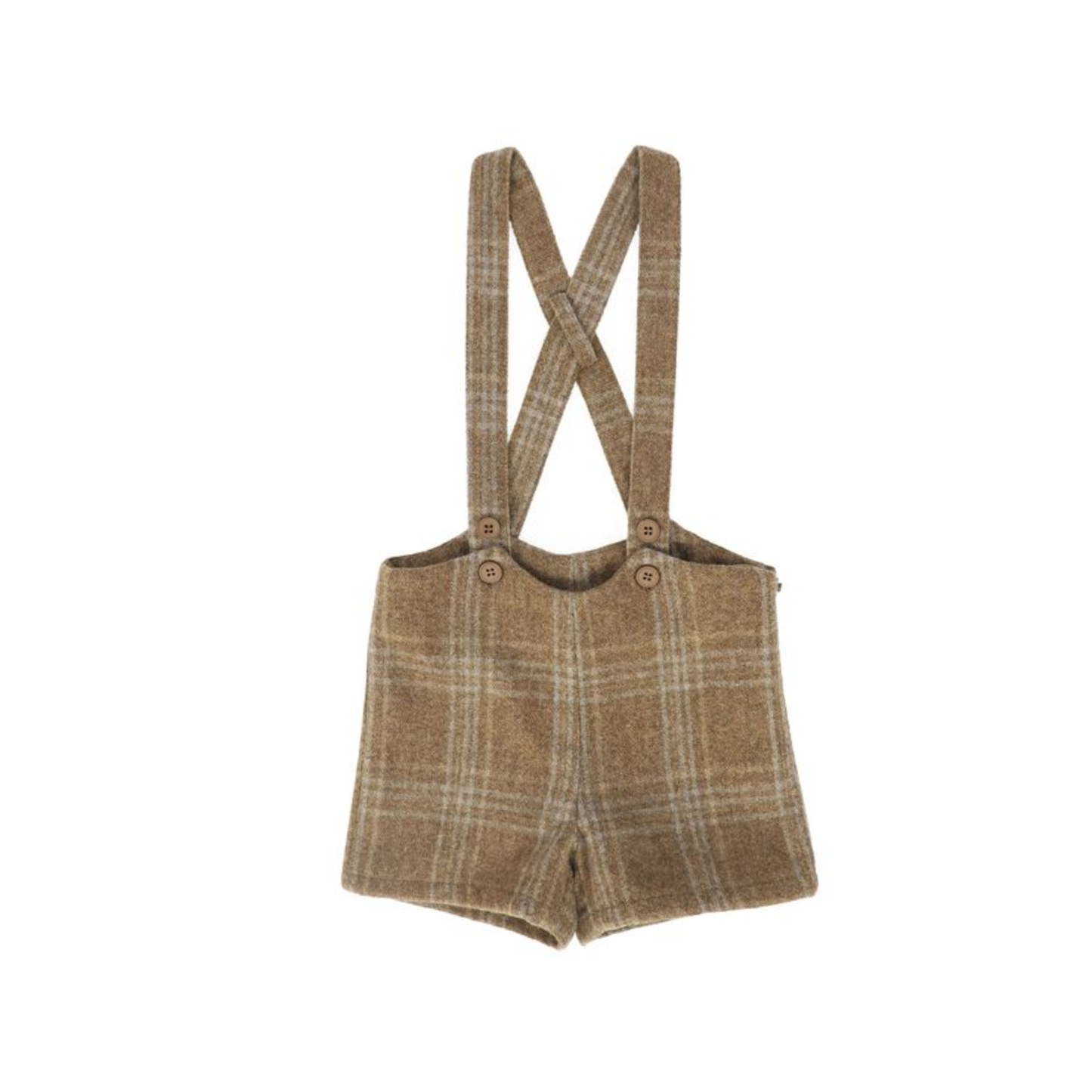 Le Bourdon Camel Plaid Print Overall