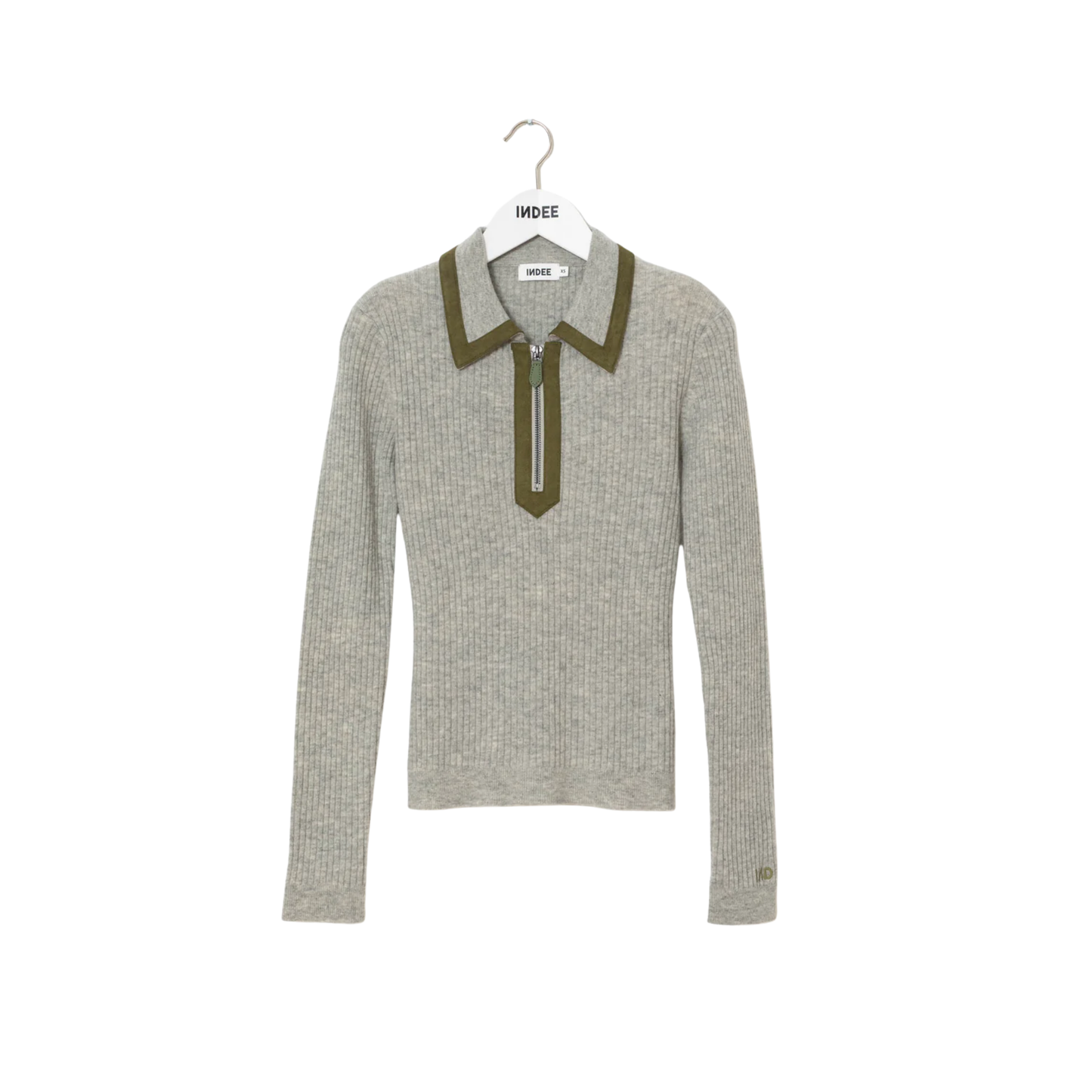 Indee Grey Wingfoil Polo Collar Sweater
