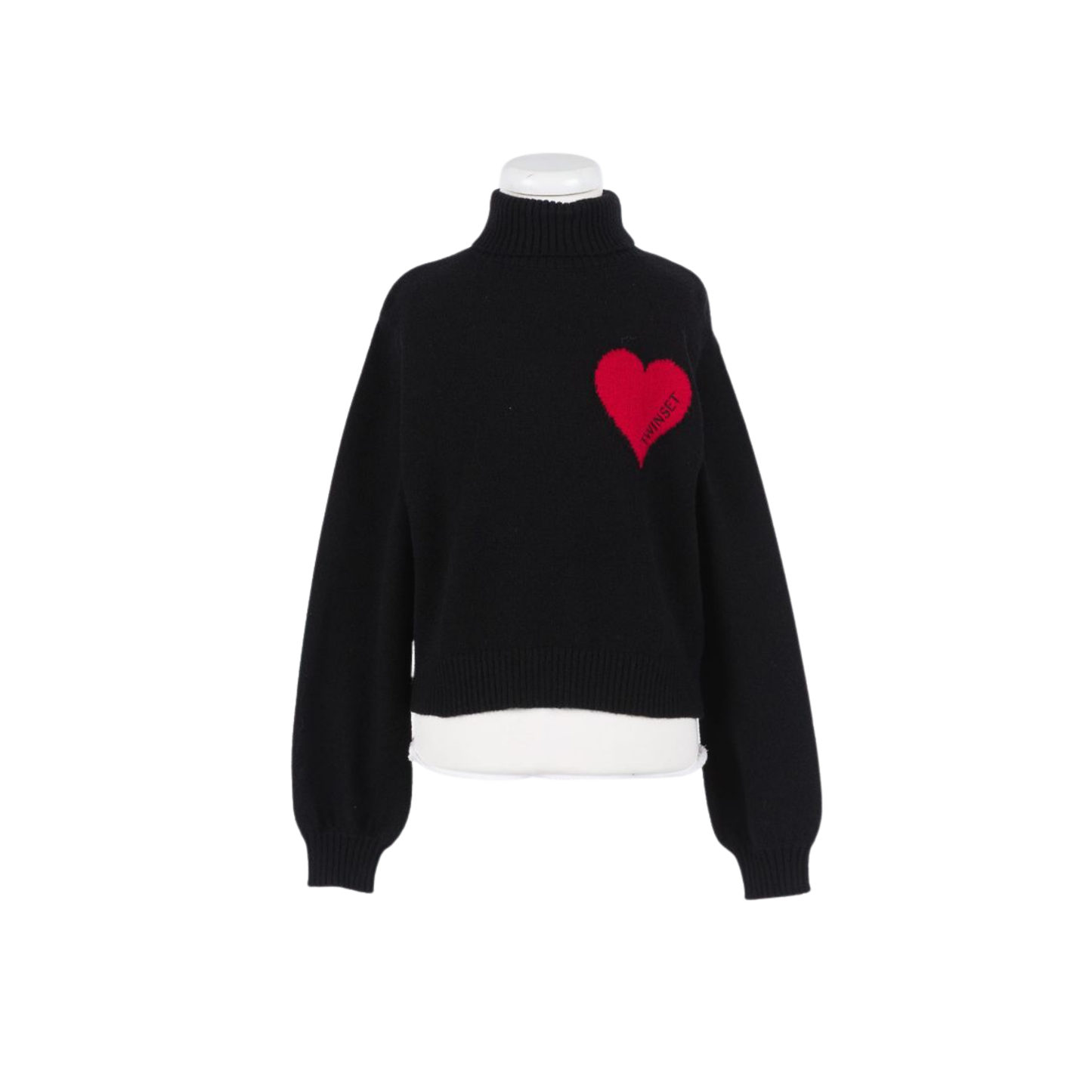 Twinset Black Heart Long Sleeve Turtleneck