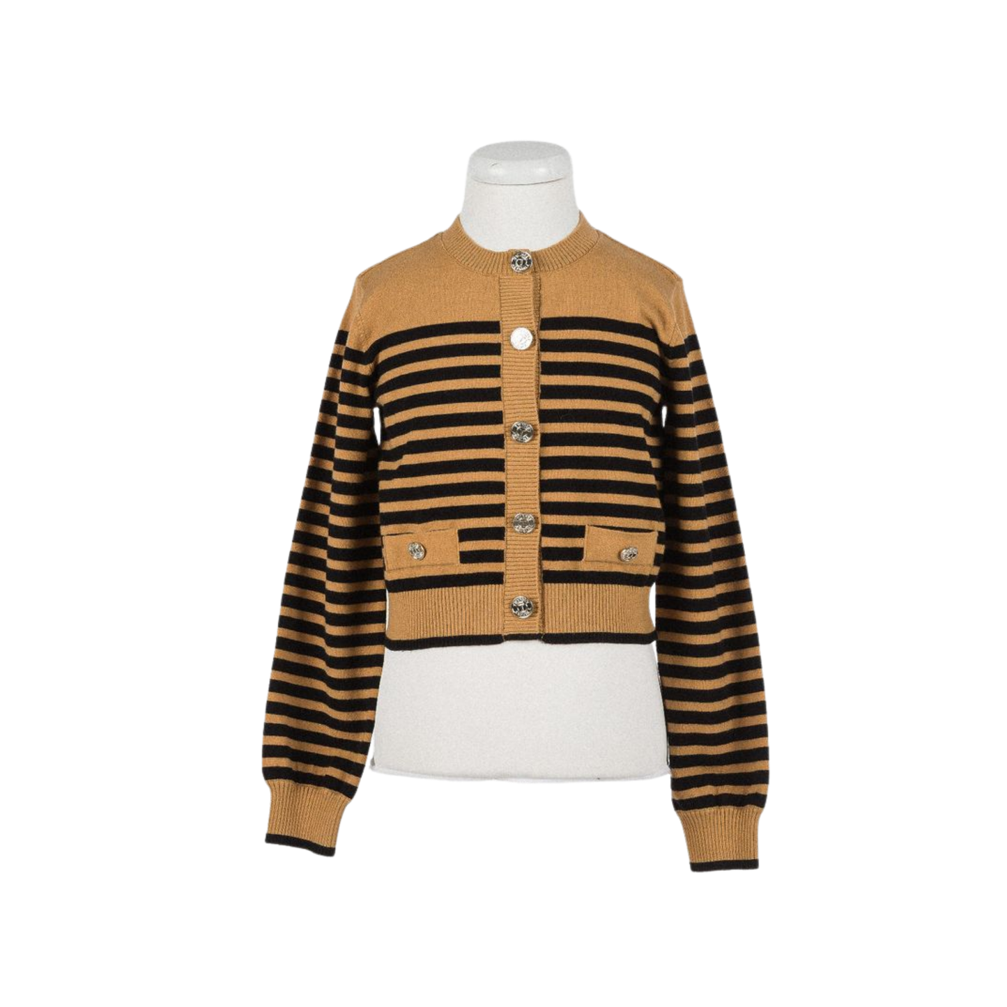 Twinset Iced Coffee/Black Coreana Knit Long Sleeve Cardigan
