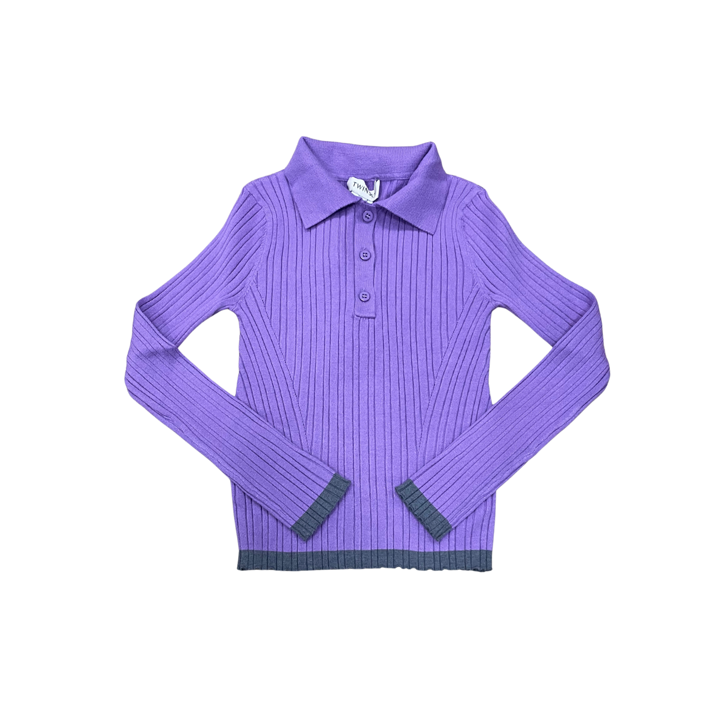 Twinset Purple Knit Long Sleeve Polo
