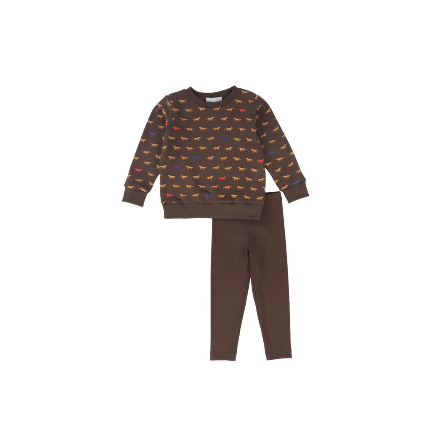 Bace Brown Horse Print Sweatshirt Set
