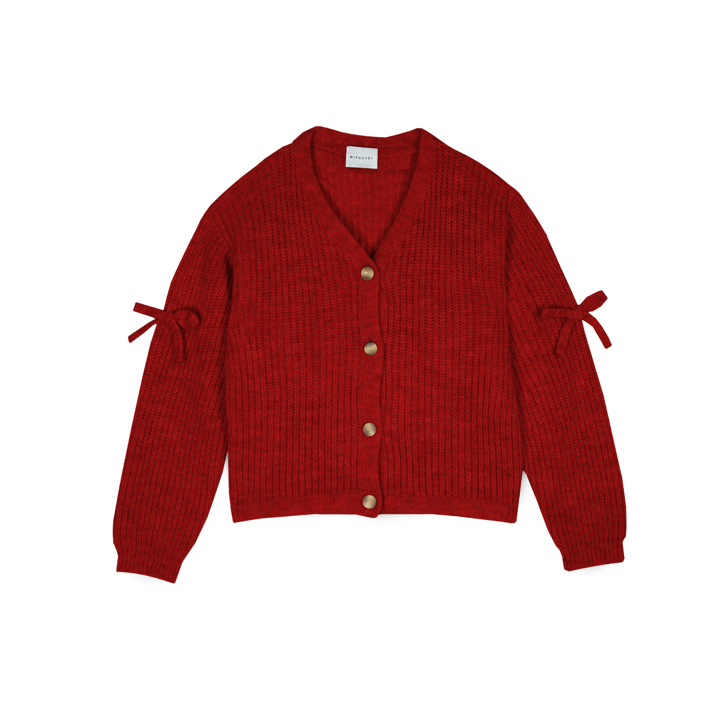 Mipounet Deep Red Alicia Knit Long Sleeve Cardigan