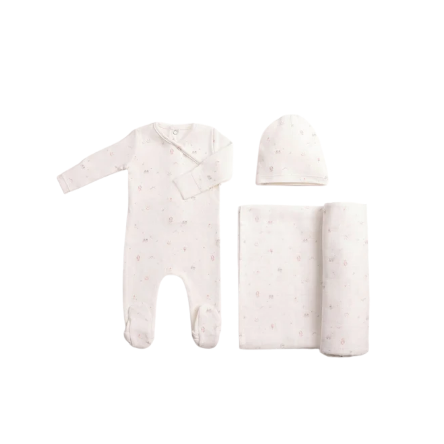 Bee And Dee Chalk White Girls All Thing Baby Printed Footie With Beanie